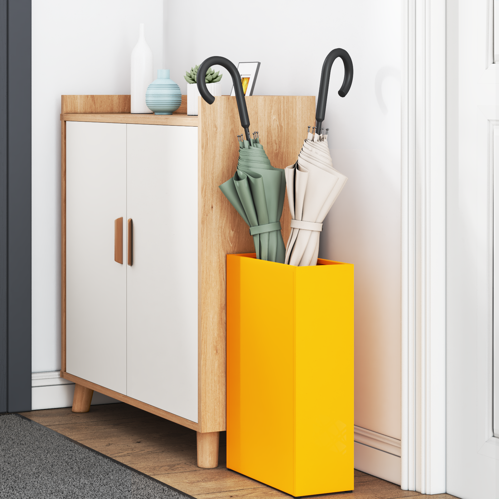 vidaXL Mosterdgele Parapluhouder, 28x12x41 cm, staal