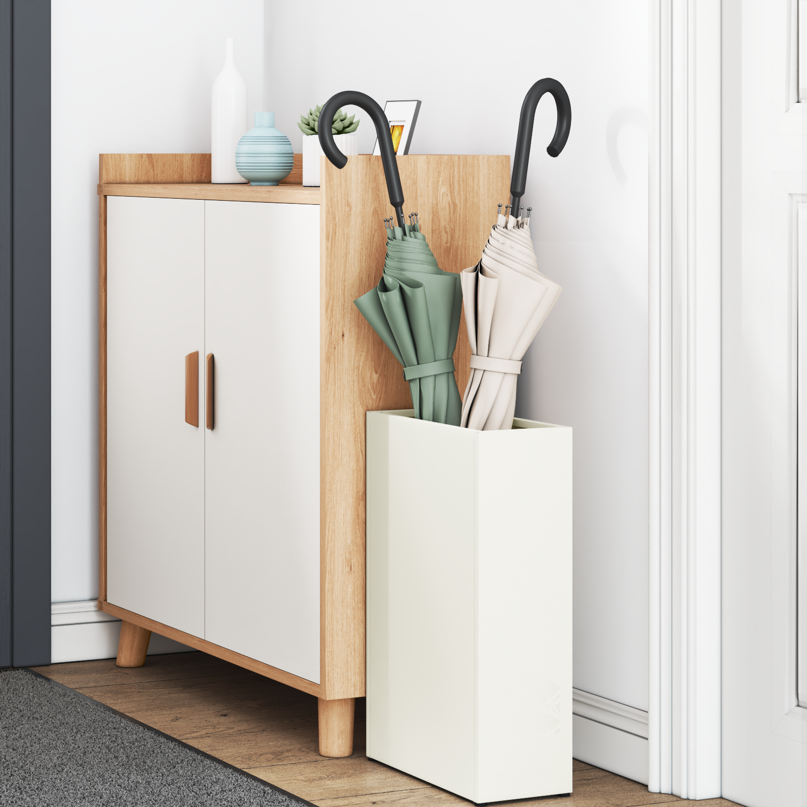 vidaXL Paraplustandaard in Wit, 28x12x41 cm, Gemaakt van Staal
