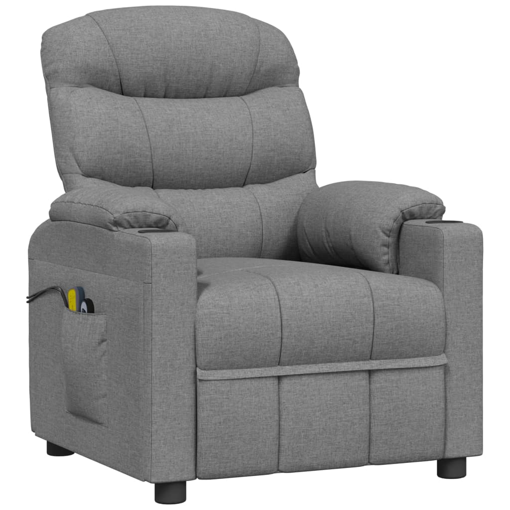 vidaXL Massagestoel elektrisch stof lichtgrijs