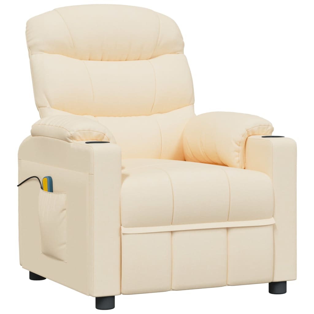 vidaXL Massagestoel elektrisch stof crèmekleurig