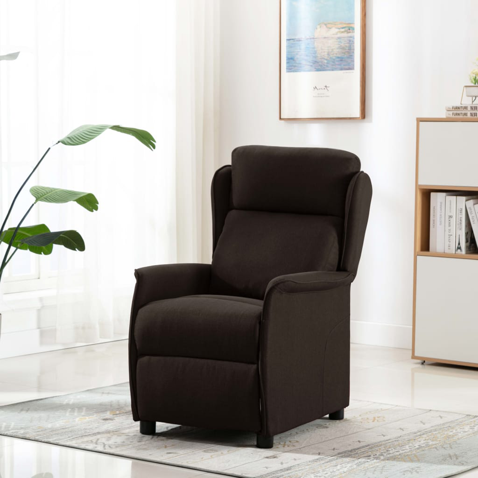 vidaXL Massagestoel stof donkerbruin