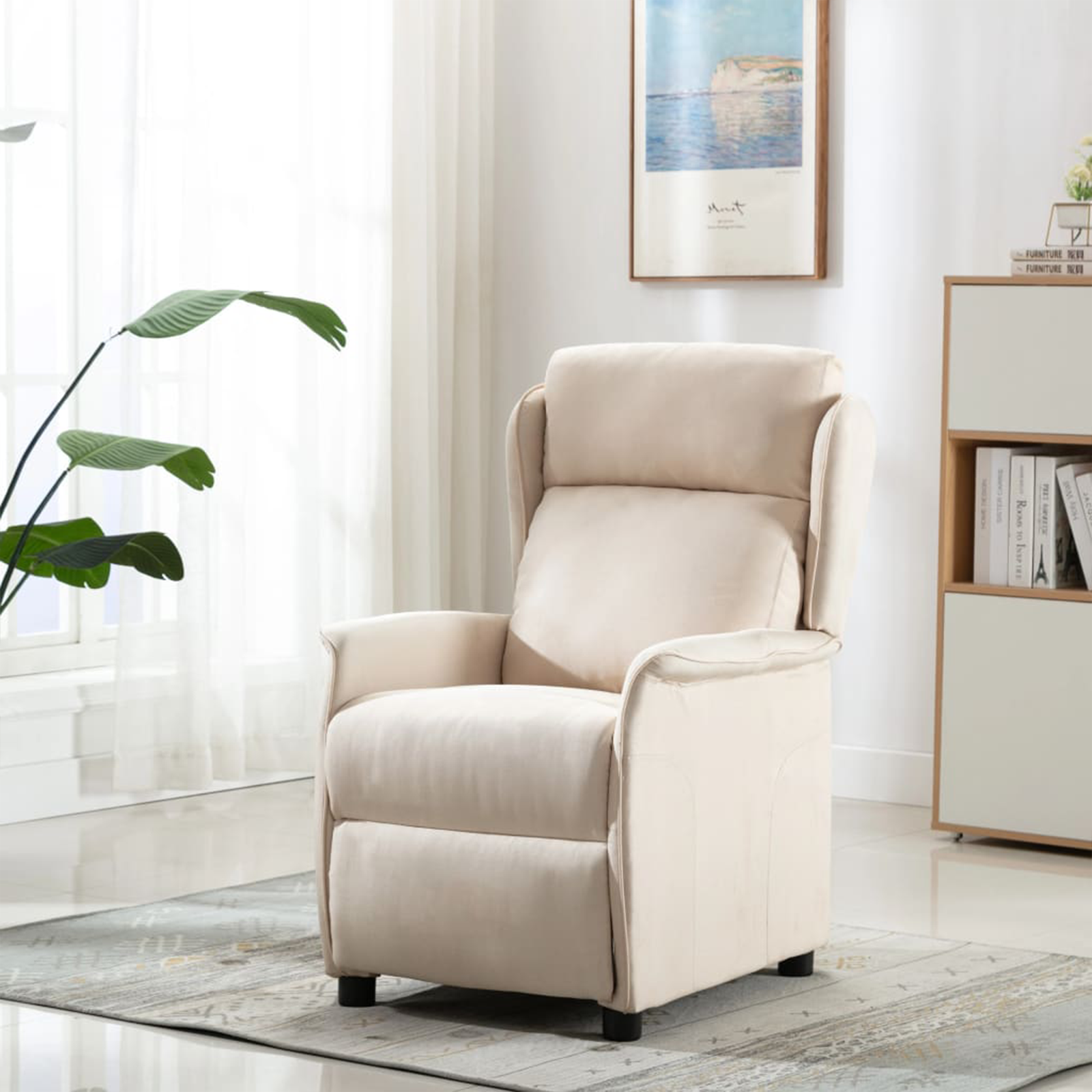 vidaXL Massagestoel stof crèmekleurig