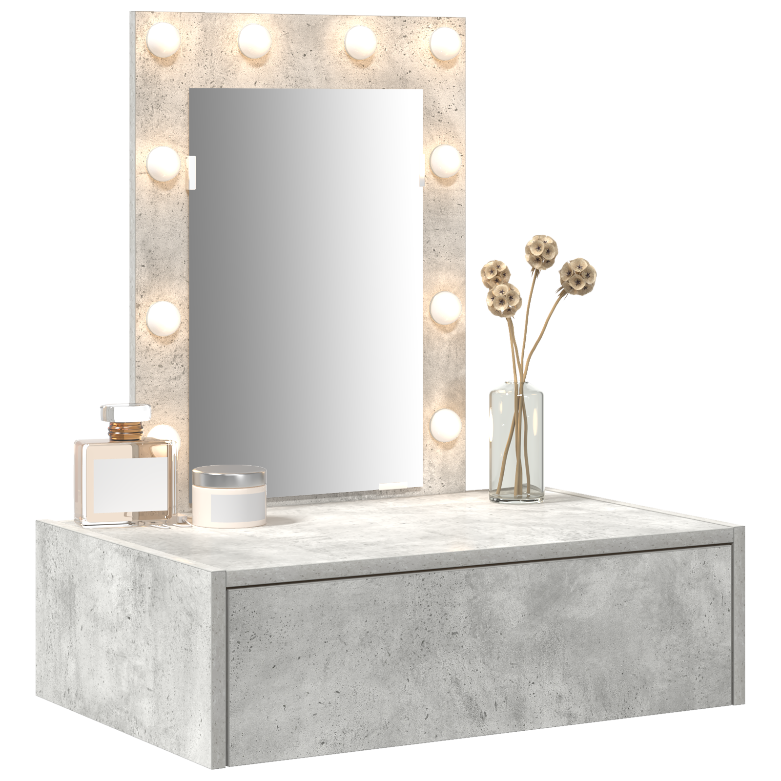 vidaXL Wandkaptafel met LED Verlichting - Betonnen Grijs
