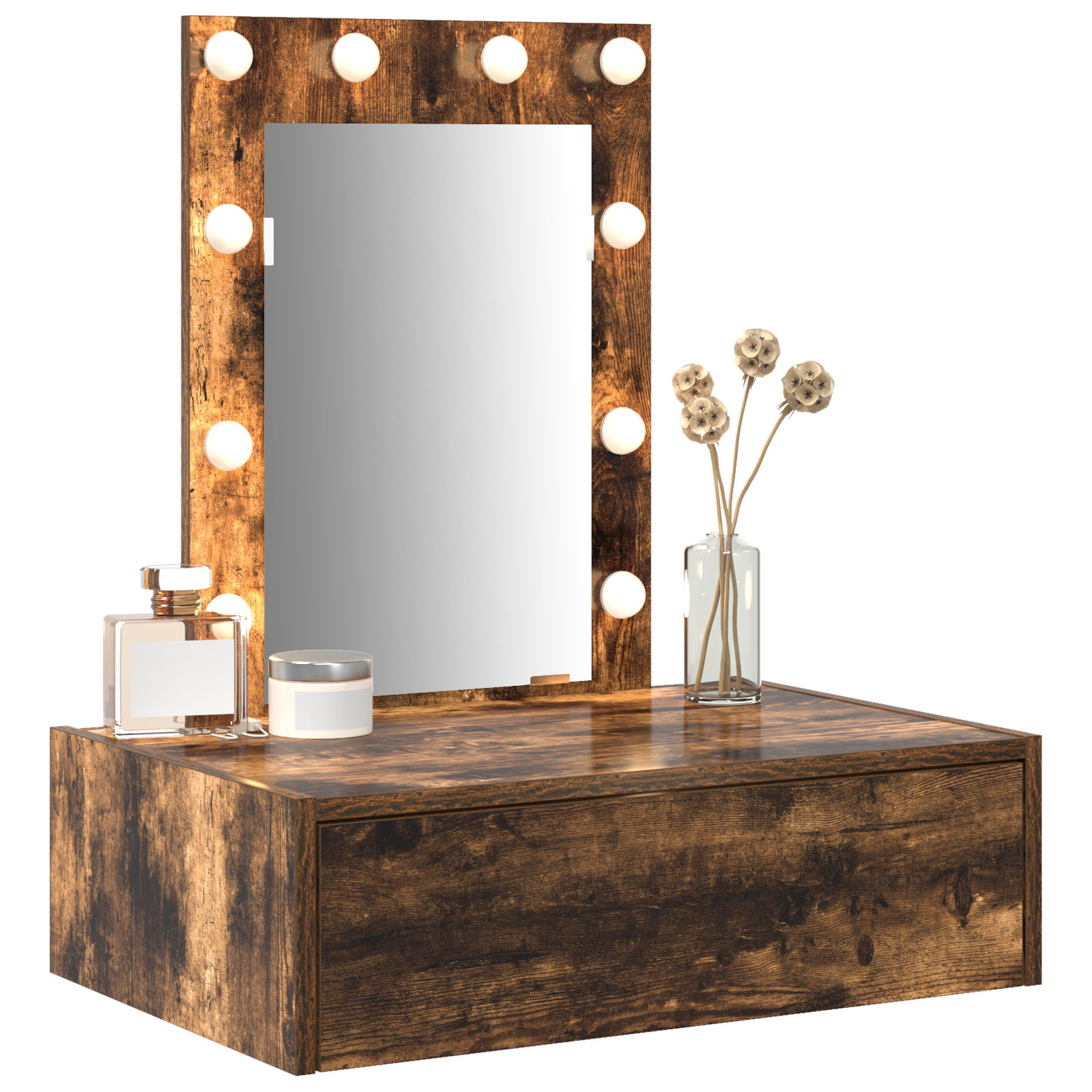 vidaXL Wandlamp Kaptafel met LED-verlichting in Rokend Eiken
