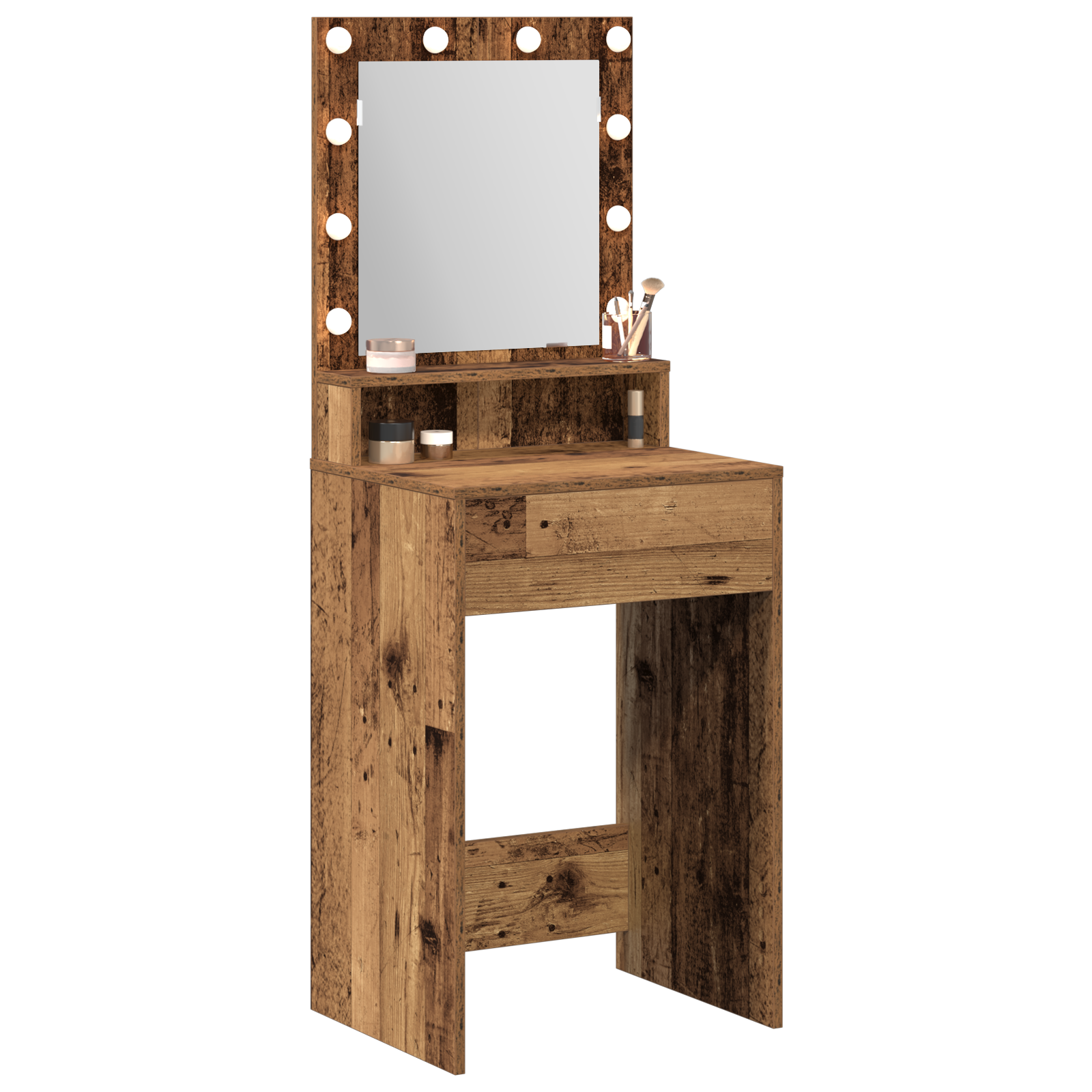 vidaXL Make-uptafel met LED-verlichting - Oud Hout, 50x41x135 cm