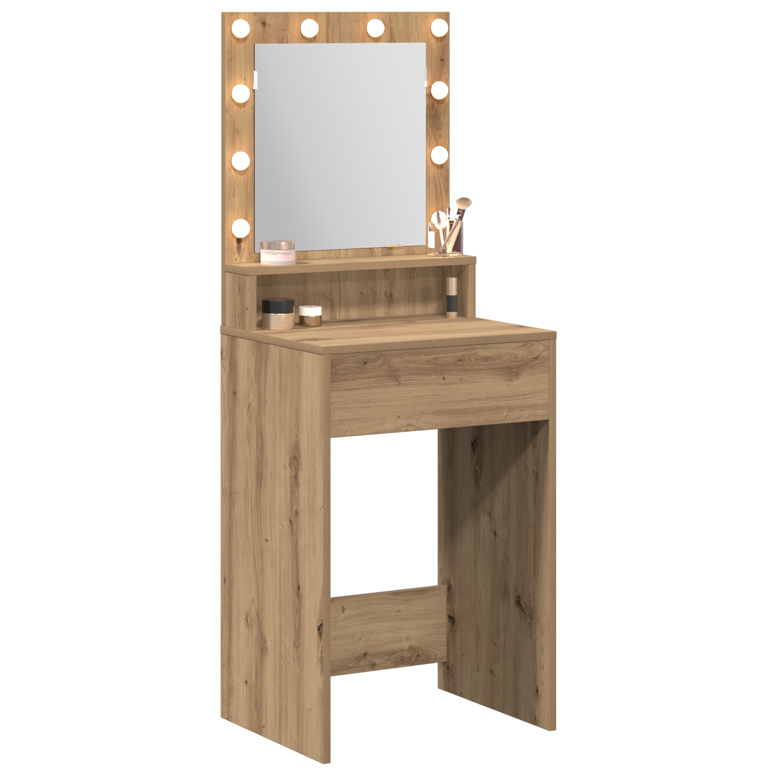 vidaXL LED Verlichte Kaptafel in Artisan Eik, 50x41x135 cm