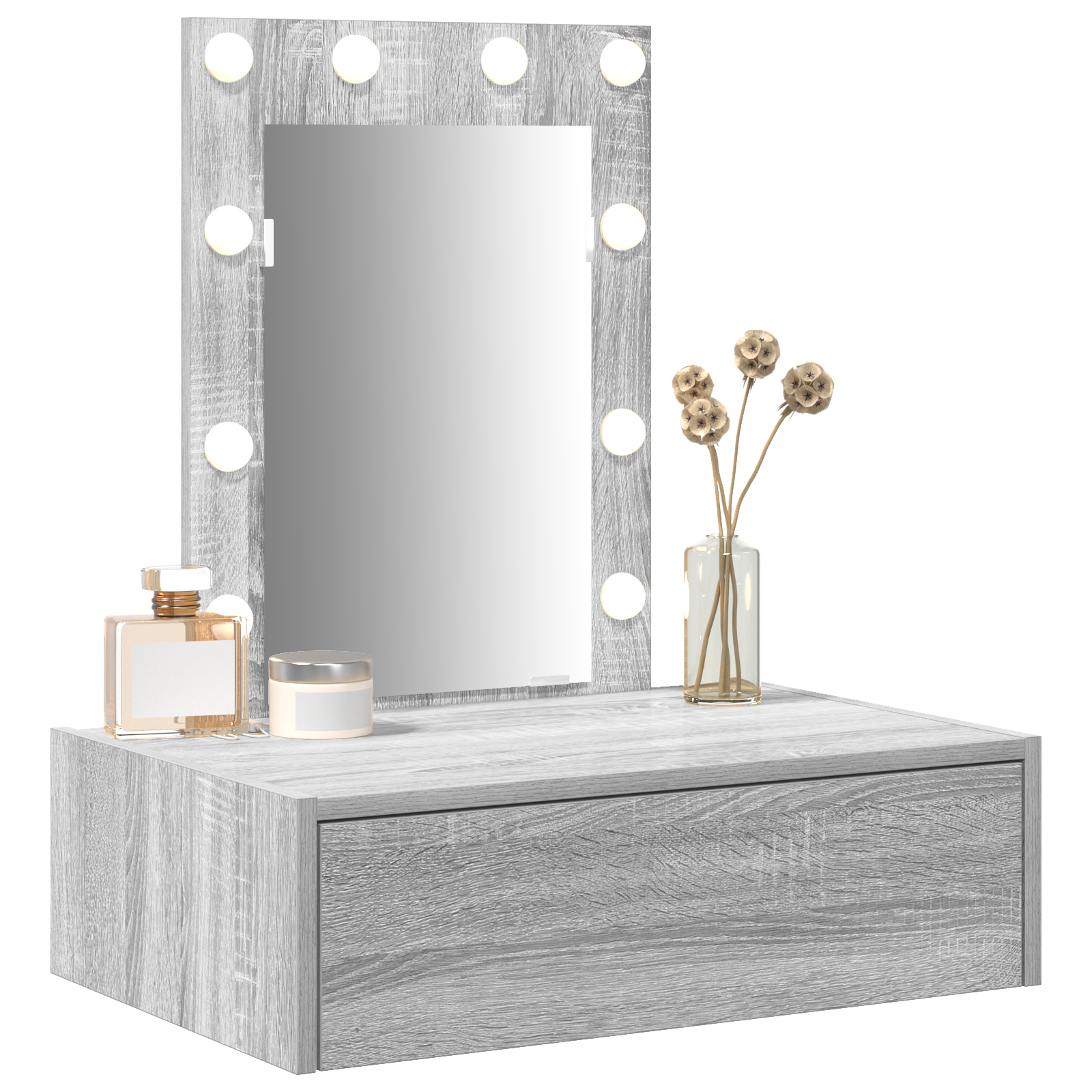 vidaXL Wandkaptafel met LED Verlichting - Grijs Sonoma