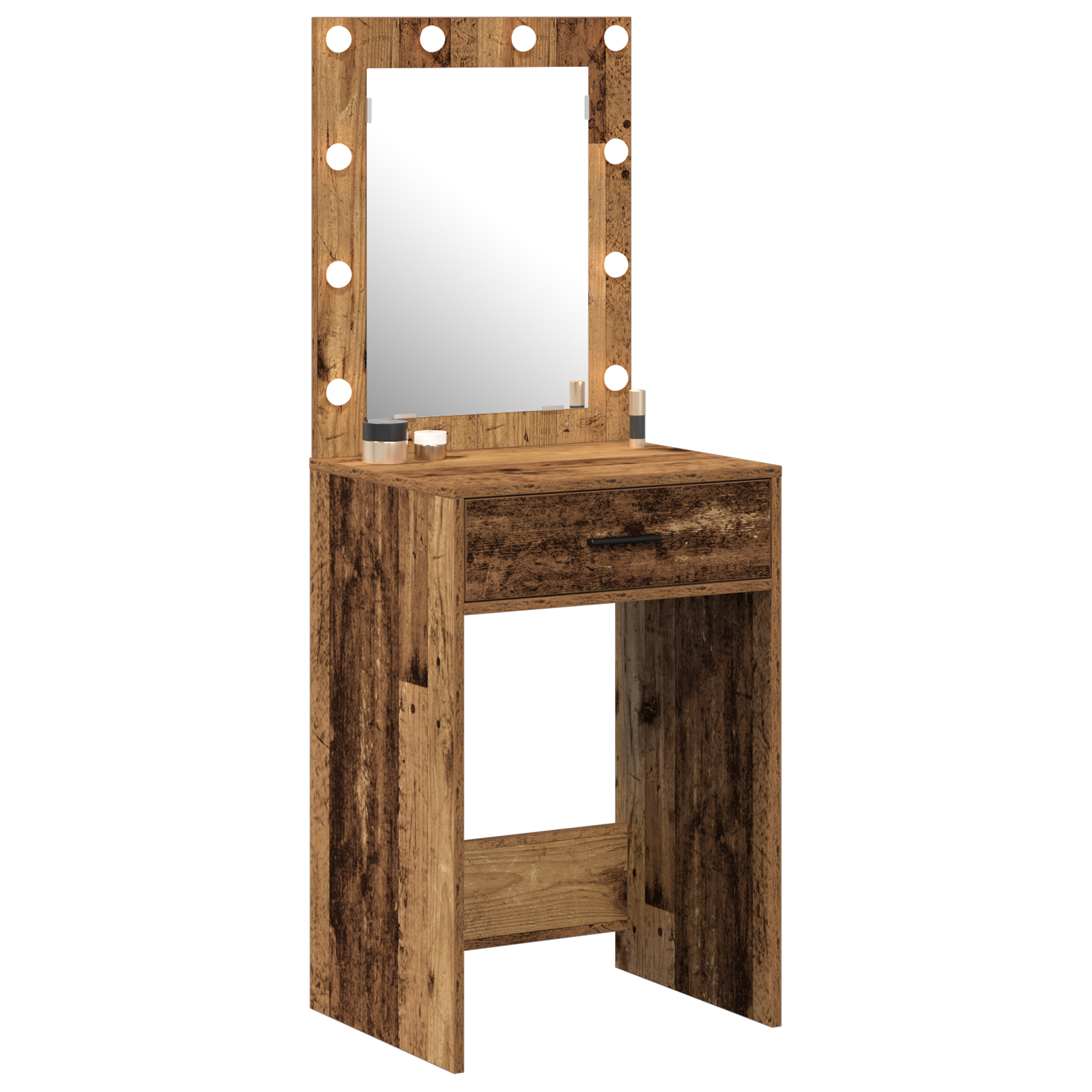 vidaXL Kaptafel met LED-verlichting - Oud Hout 50x41x135 cm