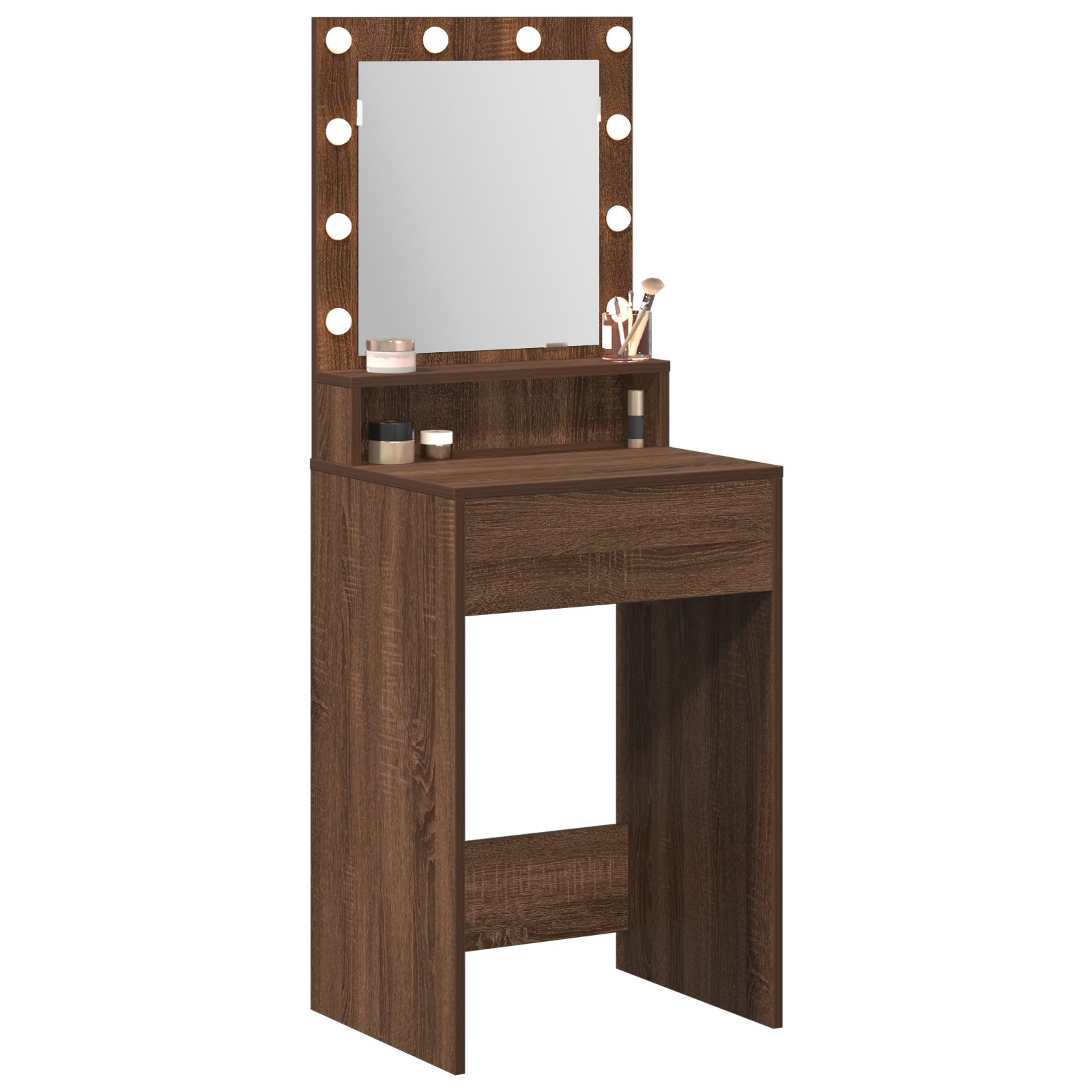 vidaXL Make-up Bureau met LED-lamp - Bruin Eiken - 50x41x135 cm