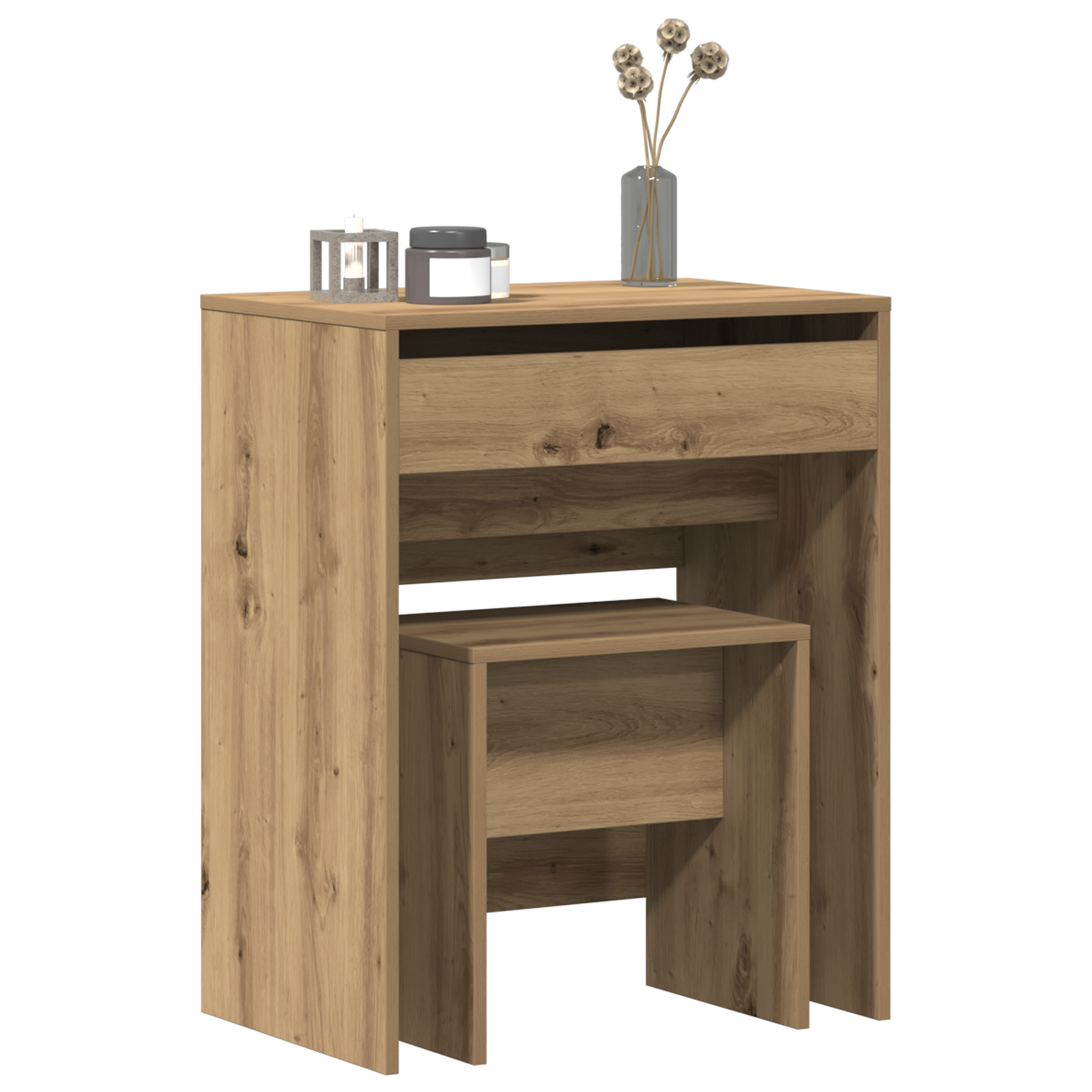 vidaXL Kaptafel met spiegel bewerkt hout artisanaal eiken