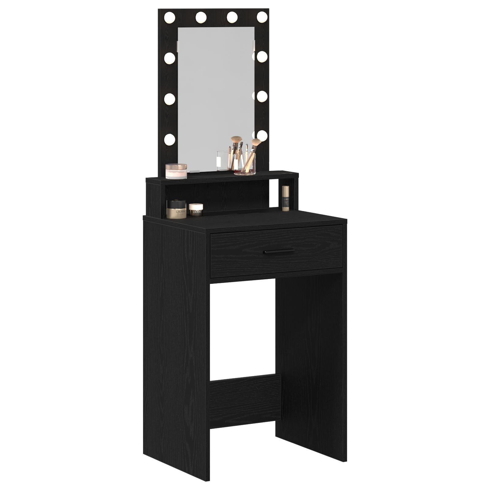 vidaXL Make-up Tafel met LED Verlichting - Zwart Eiken, 50x41x140 cm