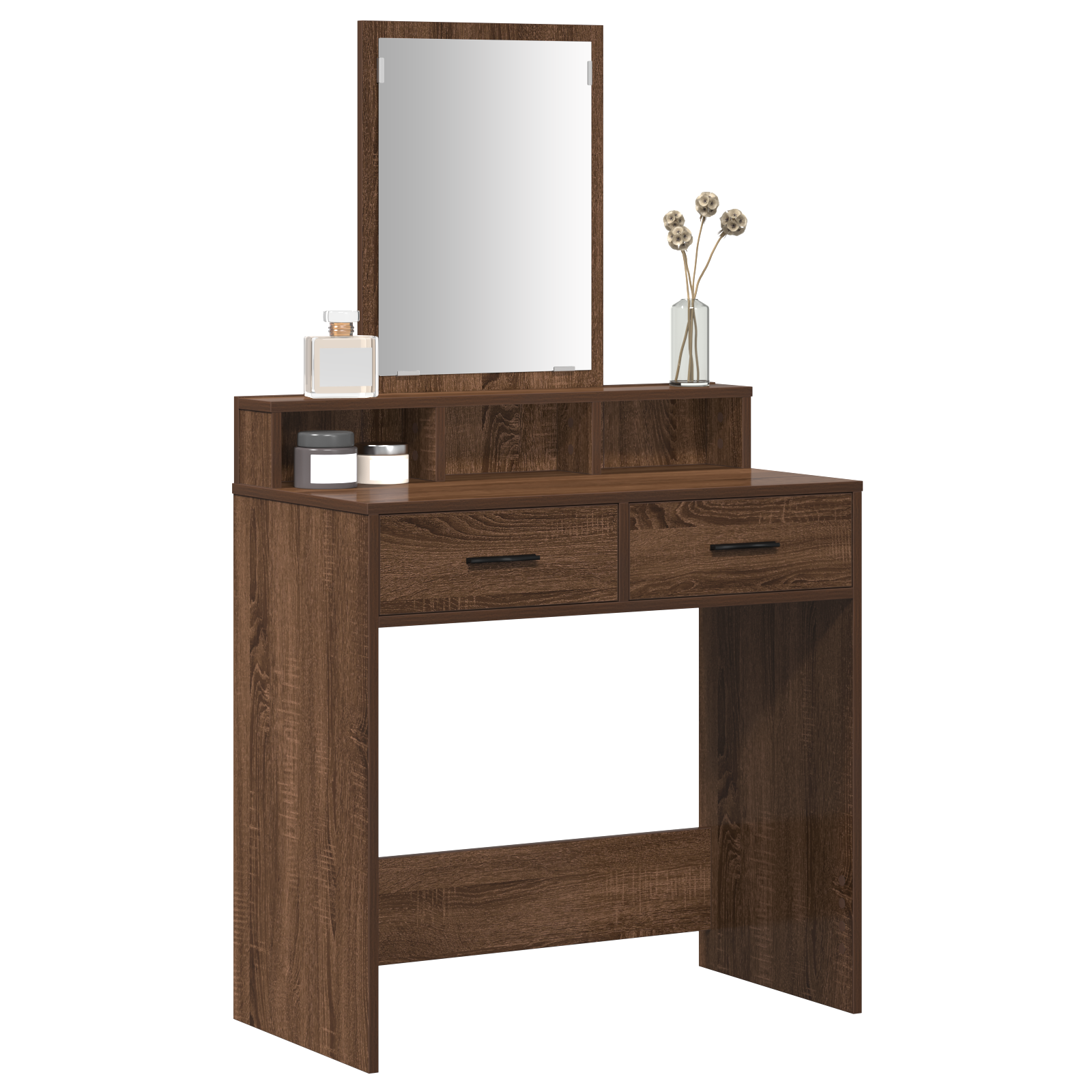 vidaXL Bruin Eiken Kaptafel met Laden, 79x41x140 cm