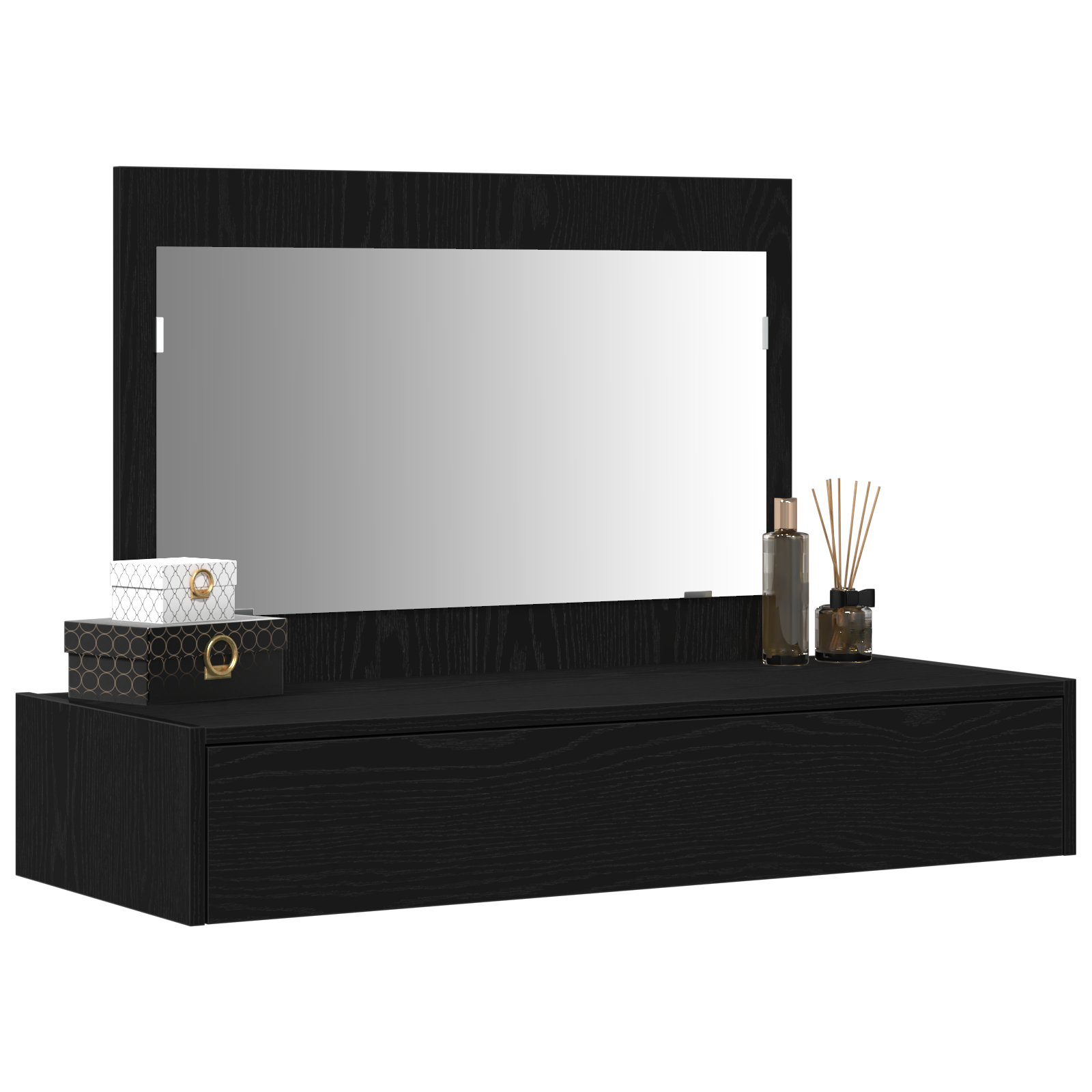 vidaXL Wandgemonteerde Make-uptafel in Zwart Eiken, 100x40x70 cm