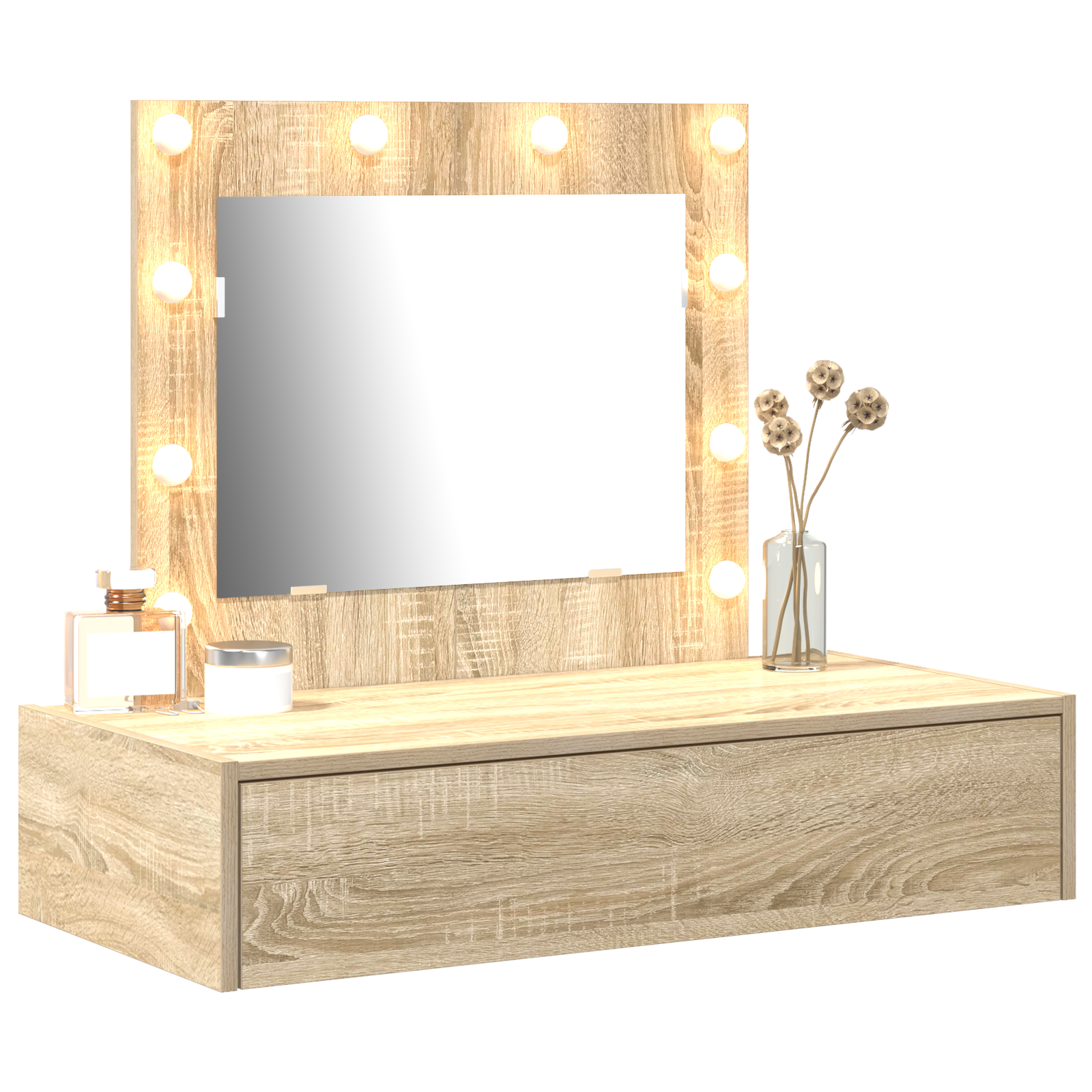 vidaXL Wandkaptafel met LED Verlichting in Sonoma Eik