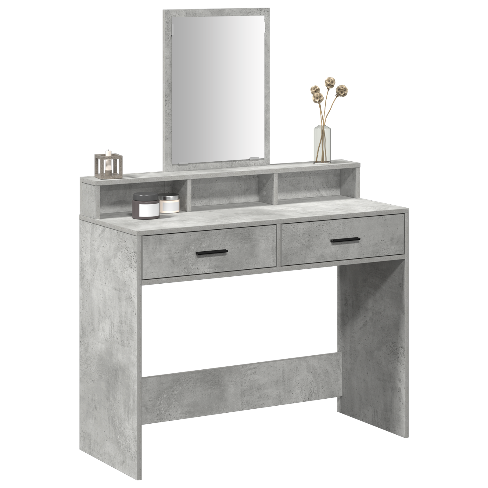 vidaXL Make-uptafel met Laden - Beton Grijs, 100x41x140 cm