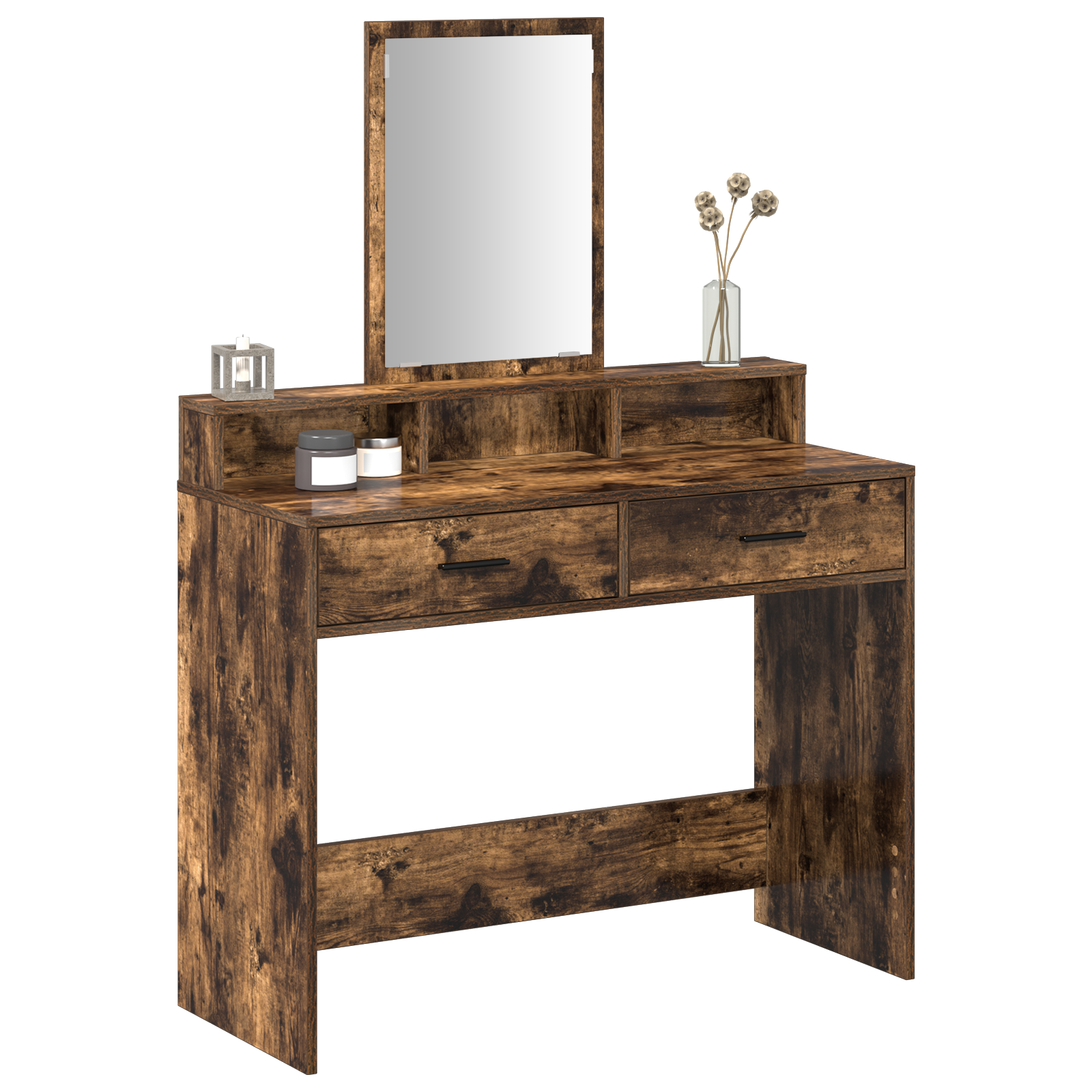 vidaXL Make-uptafel met lades - Gerookt Eiken, 100x41x140 cm