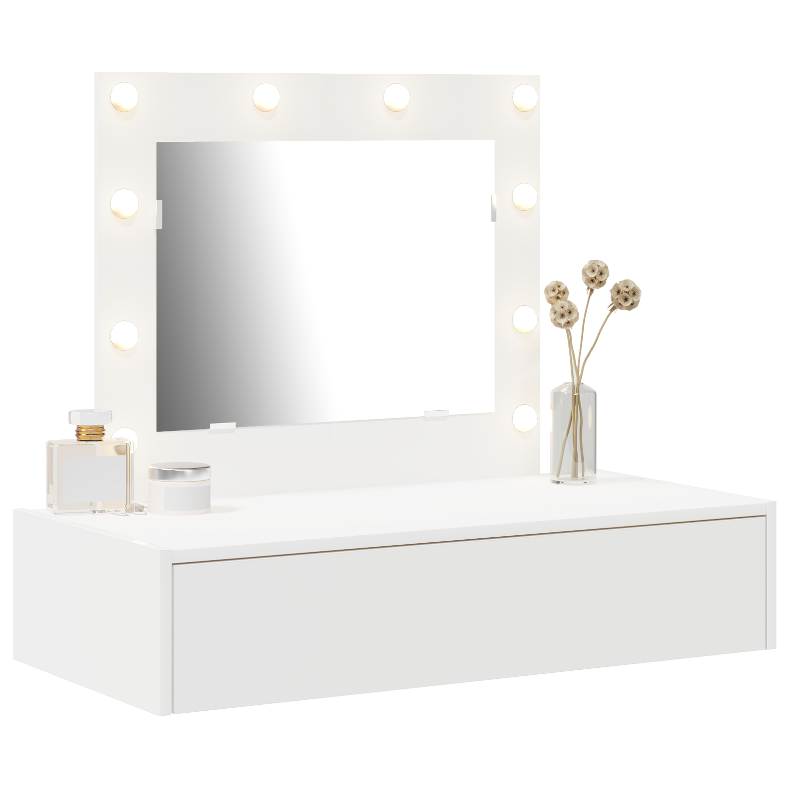 vidaXL Wandkaptafel met LED Verlichting - Wit
