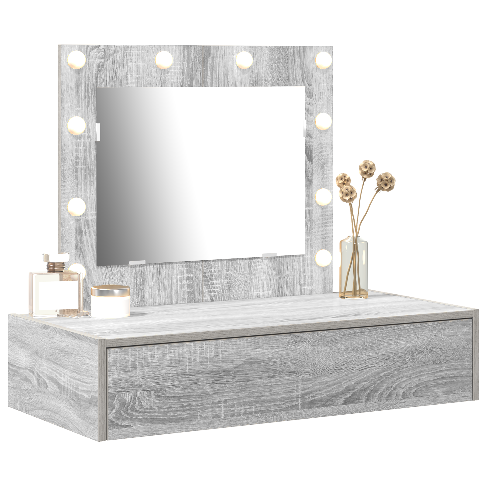 vidaXL Wandkaptafel met LED Verlichting - Grijs Sonoma