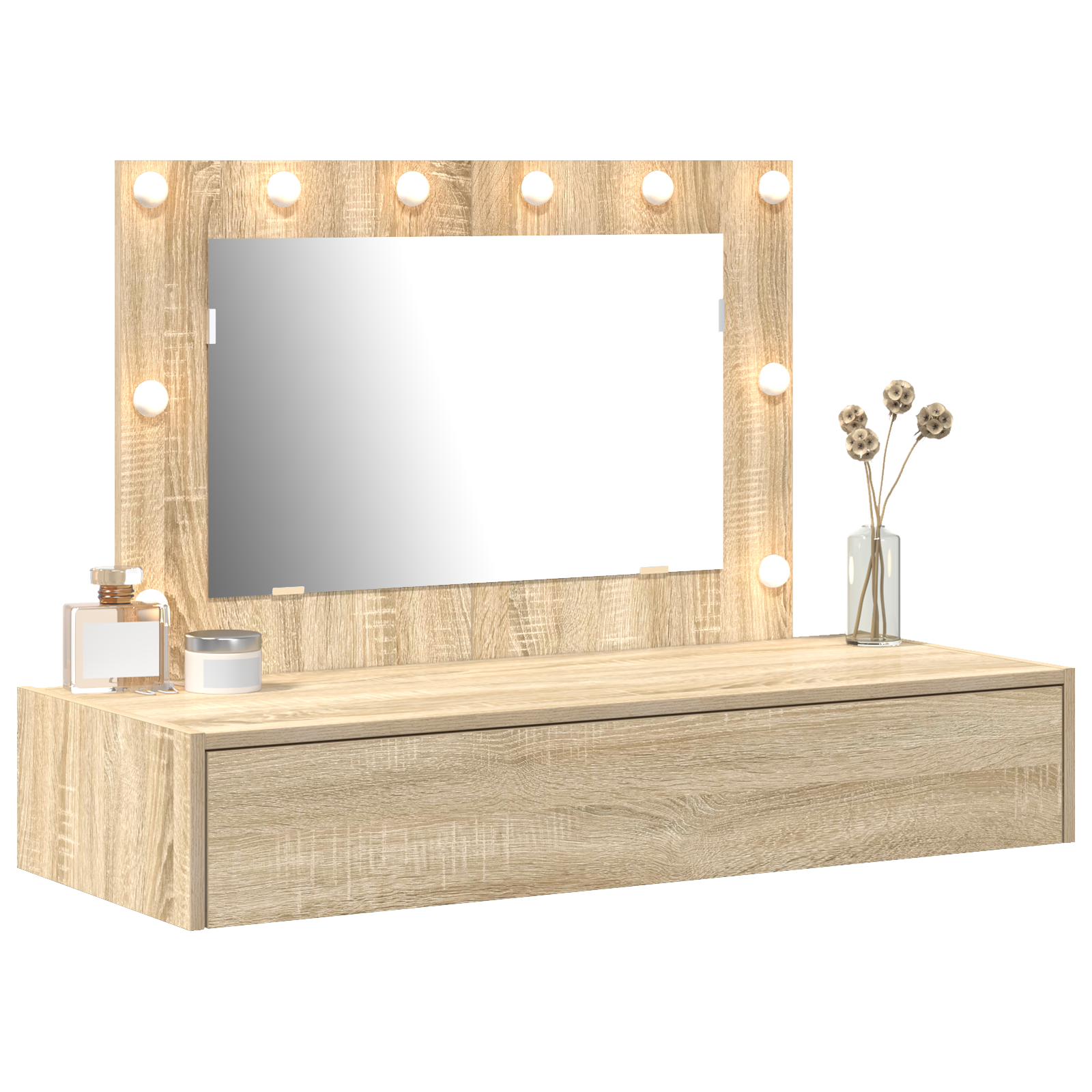 vidaXL Wandkaptafel met LED-licht in Sonoma Eiken