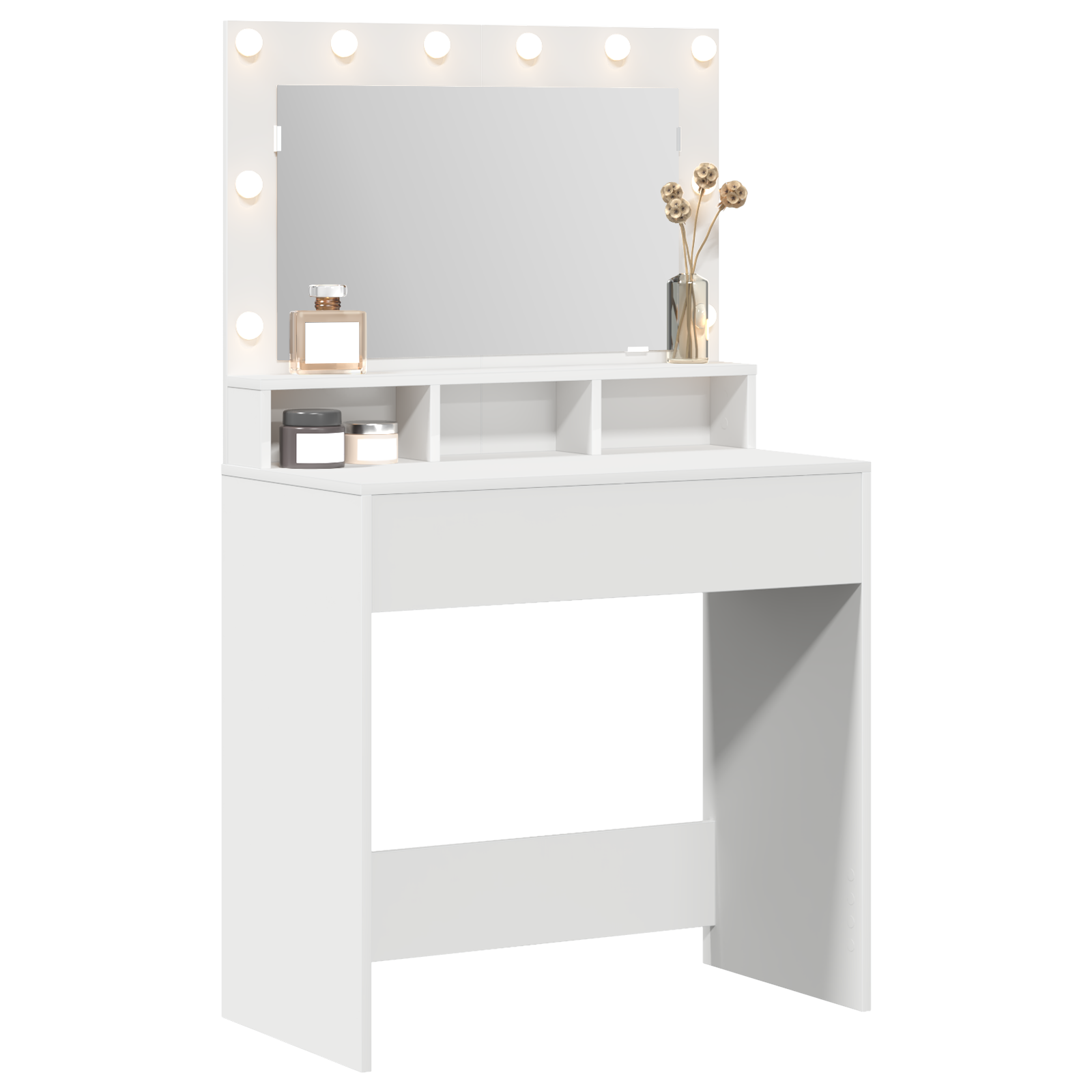 vidaXL Witte Kaptafel met LED Verlichting - 79x41x135 cm
