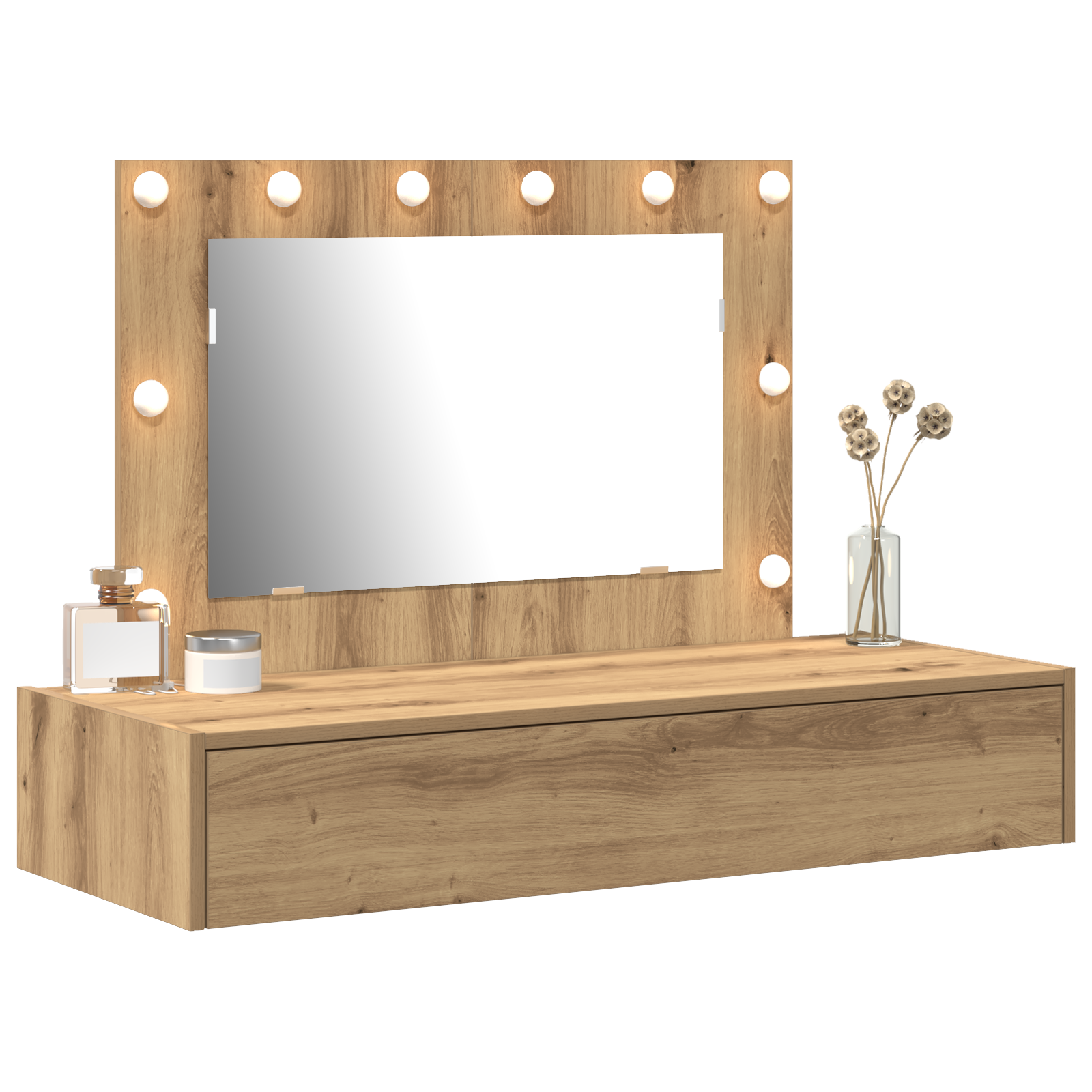 vidaXL Wandkaptafel met LED-lamp Artisan Eiken