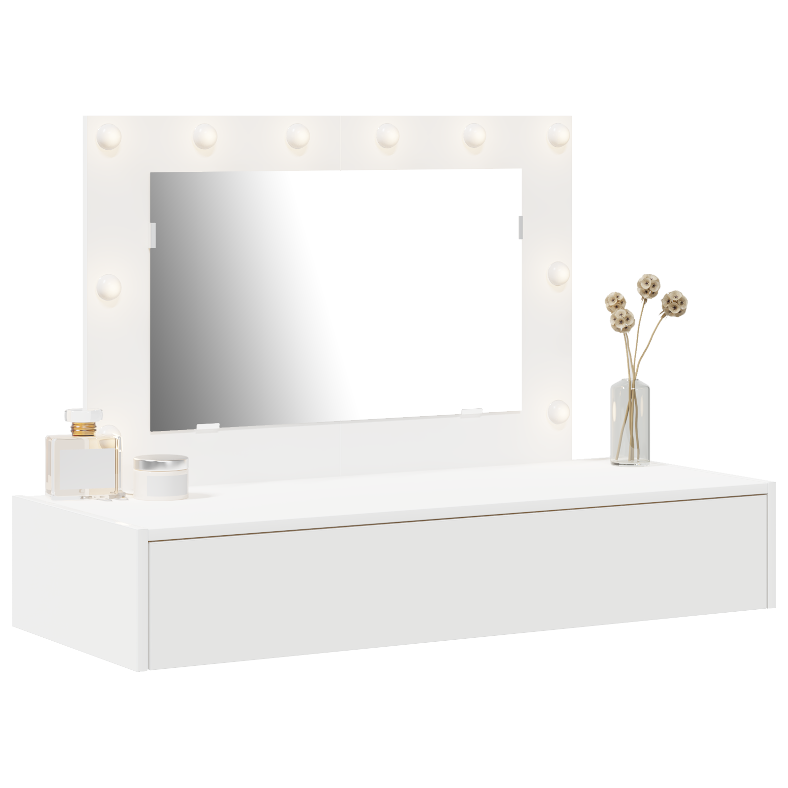 vidaXL Wandkaptafel met LED Verlichting Wit