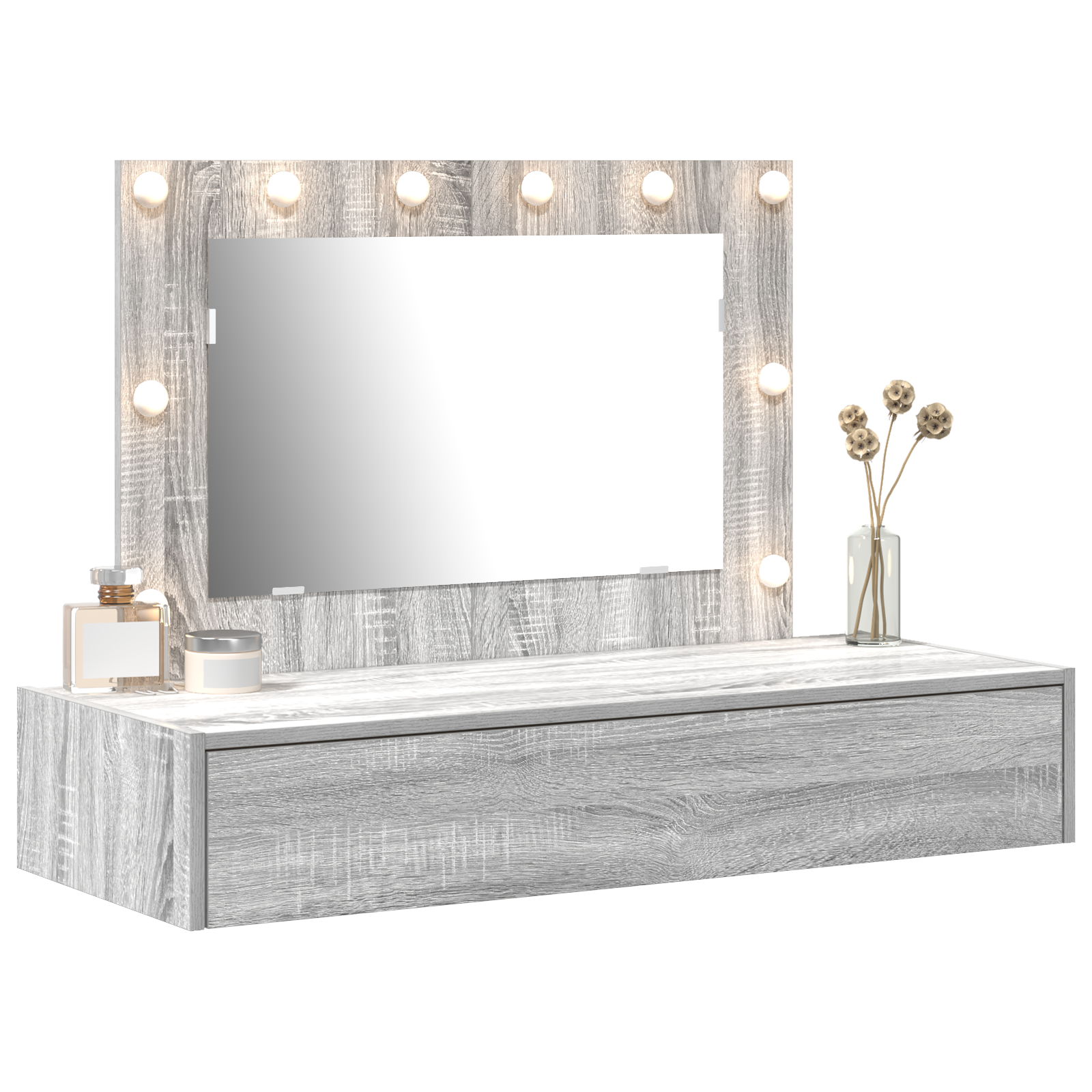 vidaXL Wandkaptafel met LED-verlichting - Grijs Sonoma