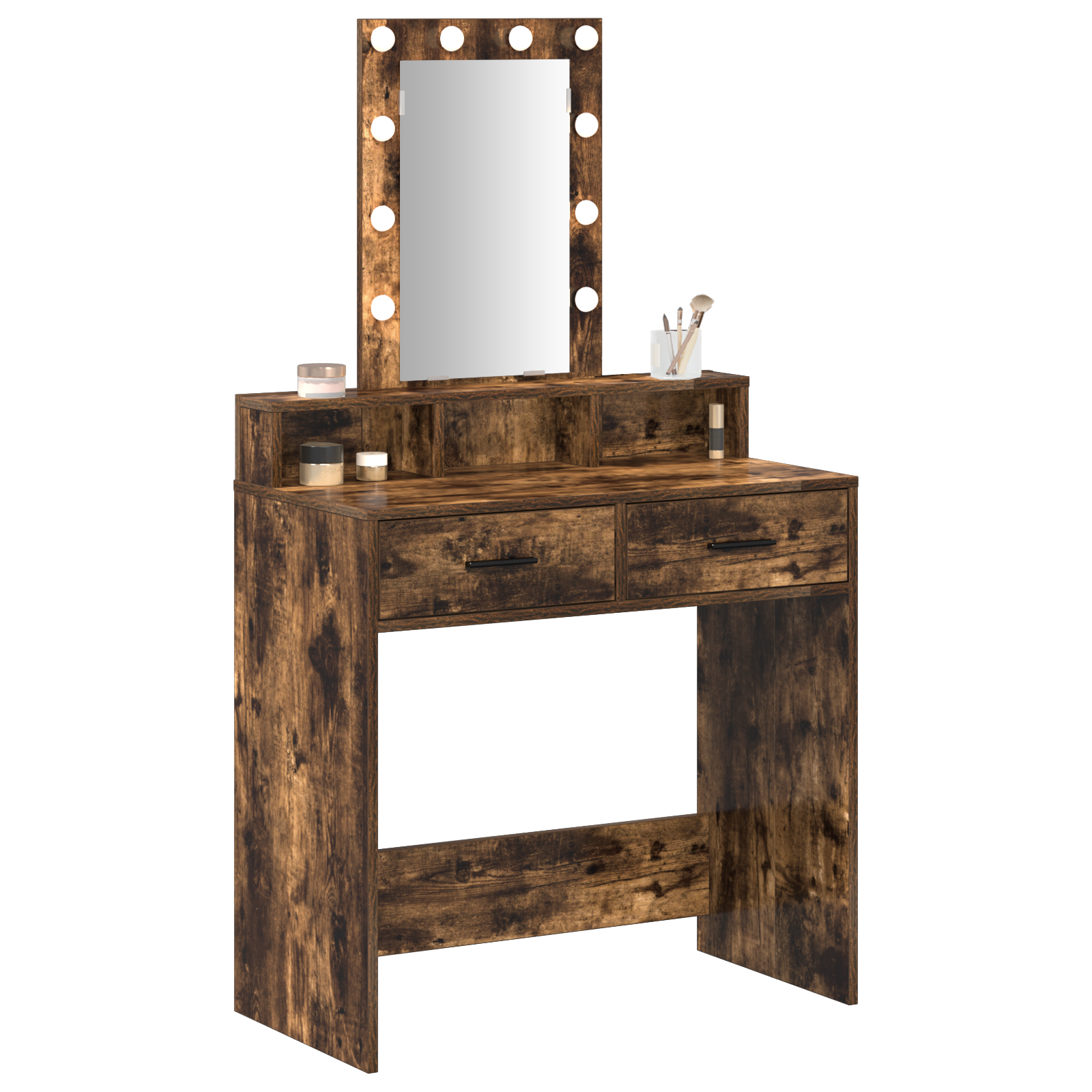 vidaXL Make-uptafel met LED-verlichting in gerookte eik - 79x41x140 cm
