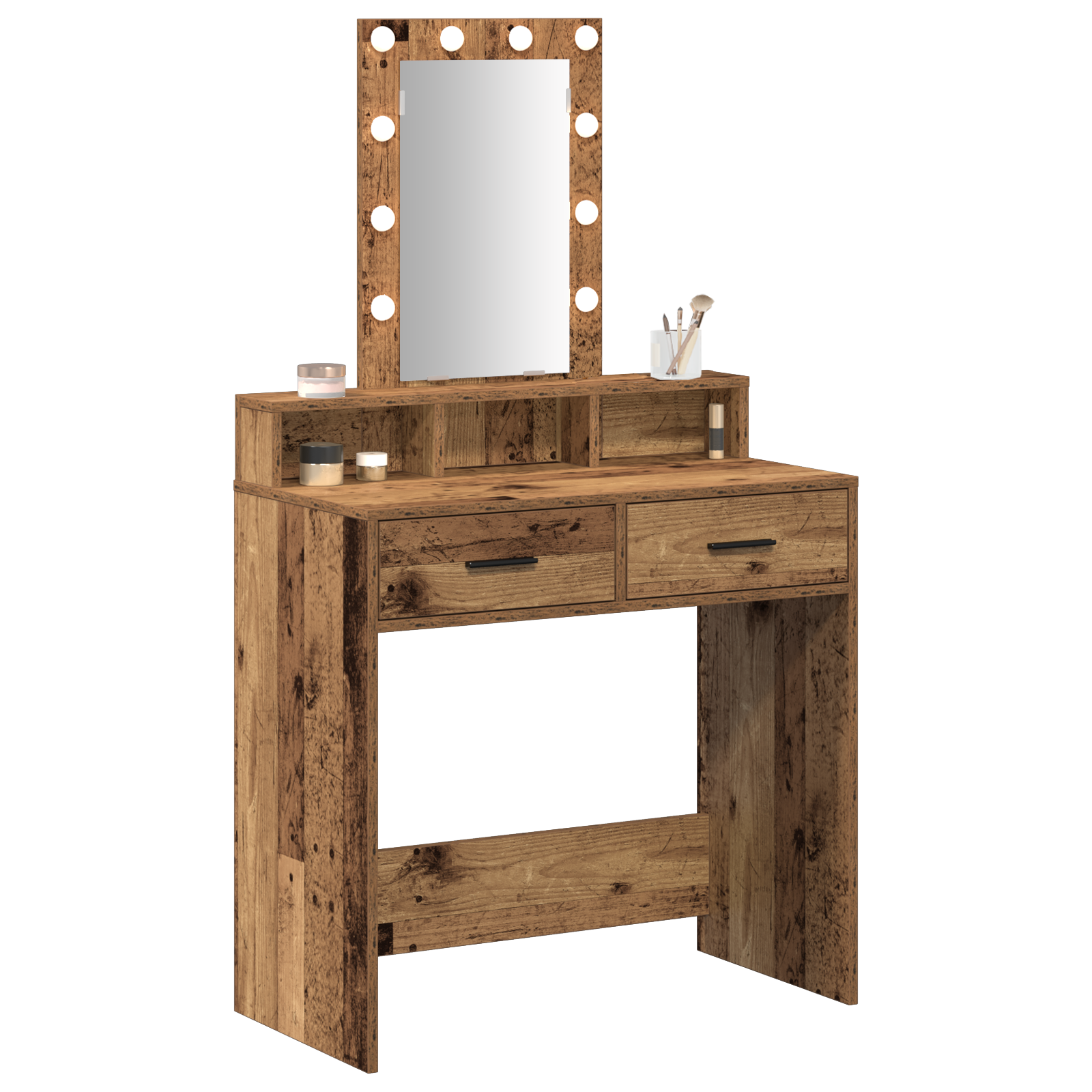 vidaXL Kaptafel met LED Verlichting - Vintage Houtstijl, 79x41x140 cm