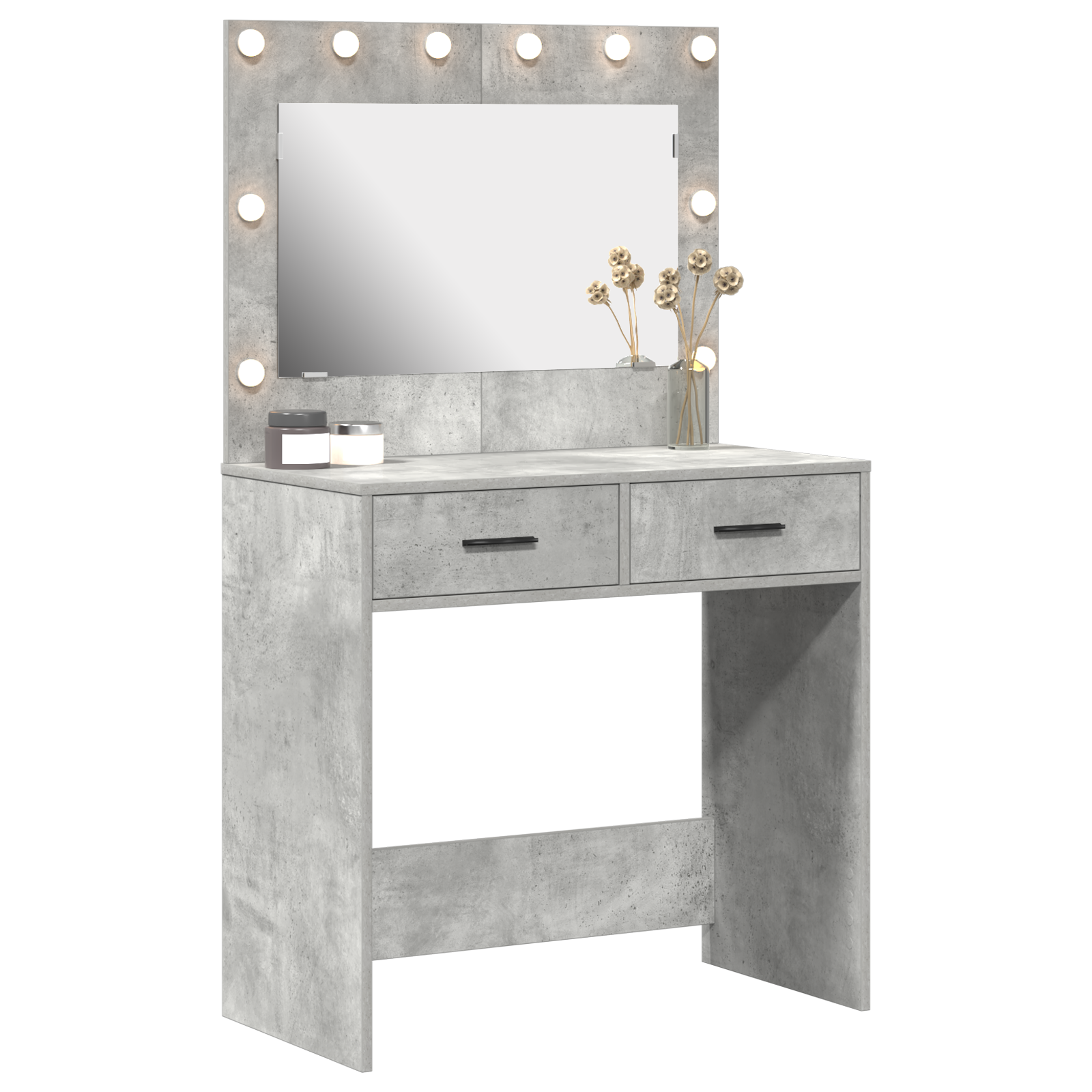 vidaXL Kaptafel met LED Verlichting - Beton Grijs 78,5x41x135 cm