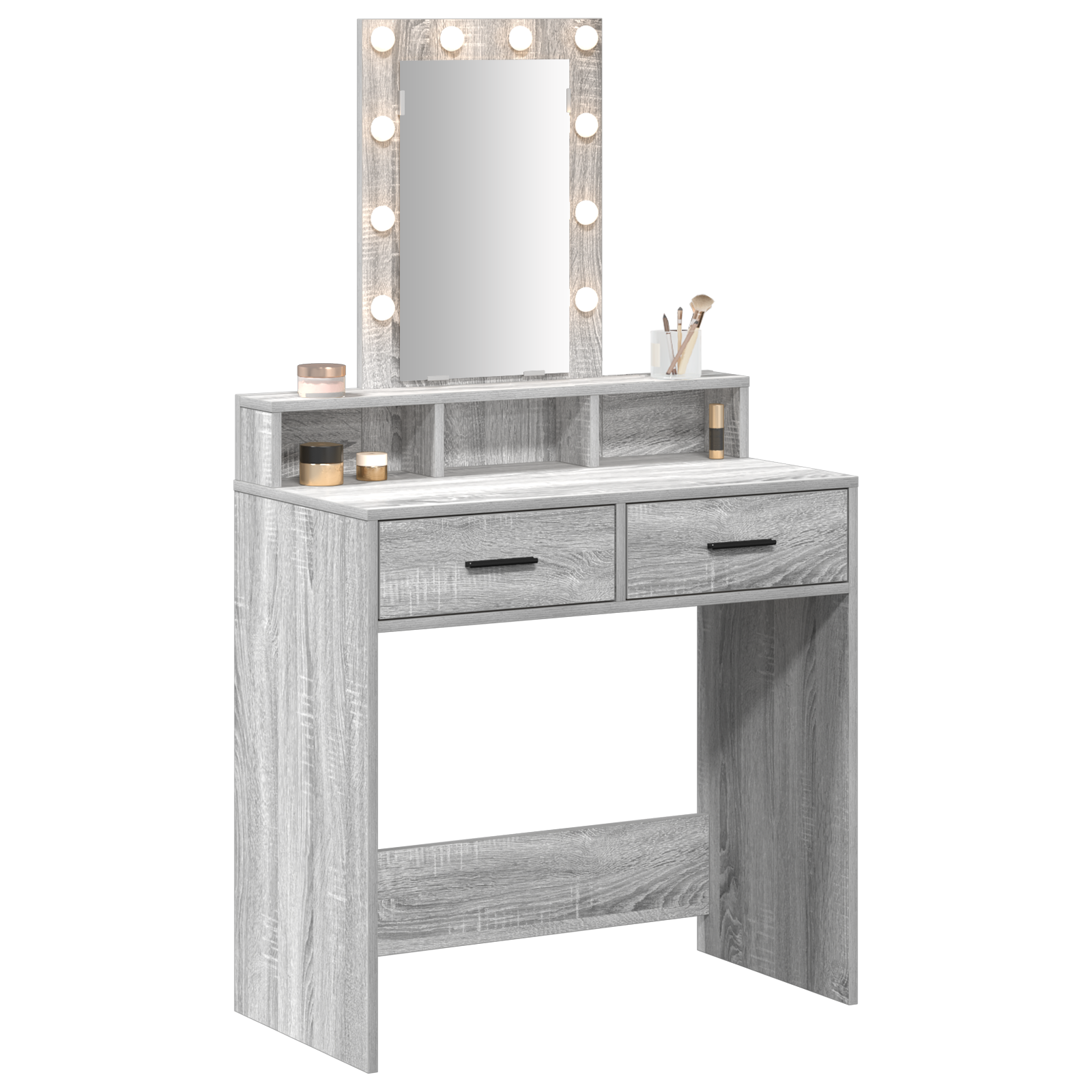 vidaXL Make-Uptafel met LED-verlichting in Grijs Sonoma - 79x41x140 cm