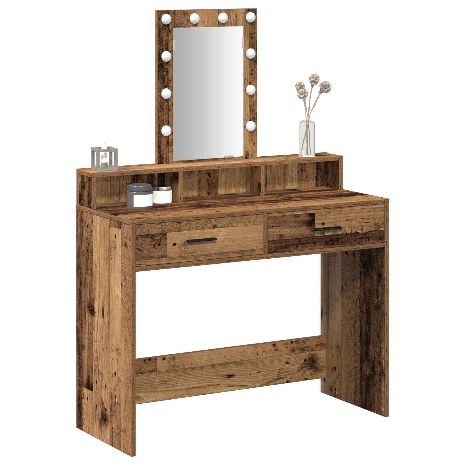 vidaXL Kaptafel met LED Verlichting - Vintage Hout, 100x41x140 cm