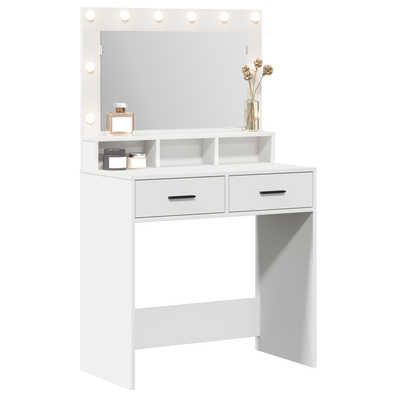 vidaXL Kaptafel met LED Verlichting, Wit, 79x41x135 cm