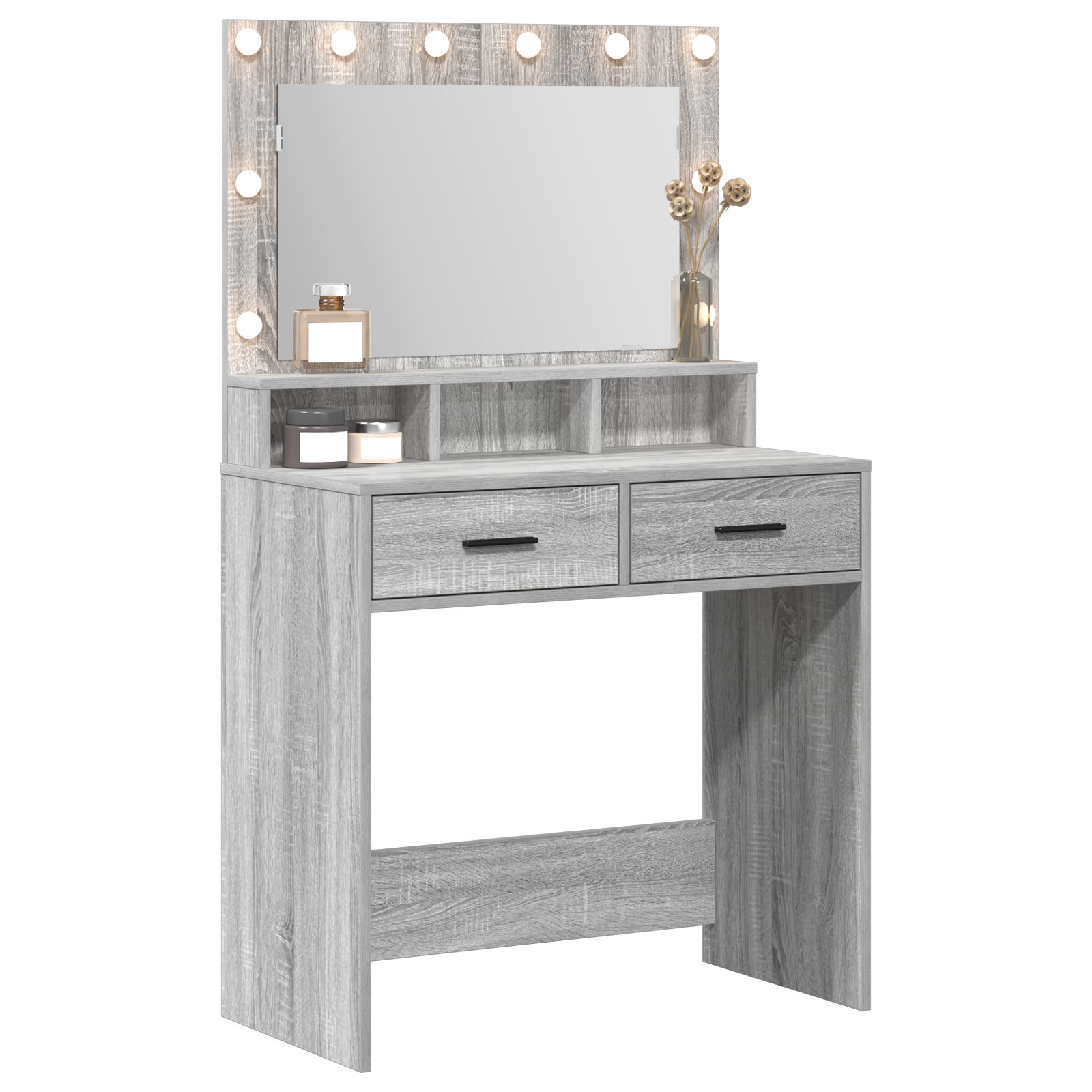 vidaXL Grijze Sonoma Kaptafel met LED Verlichting - 79x41x135 cm