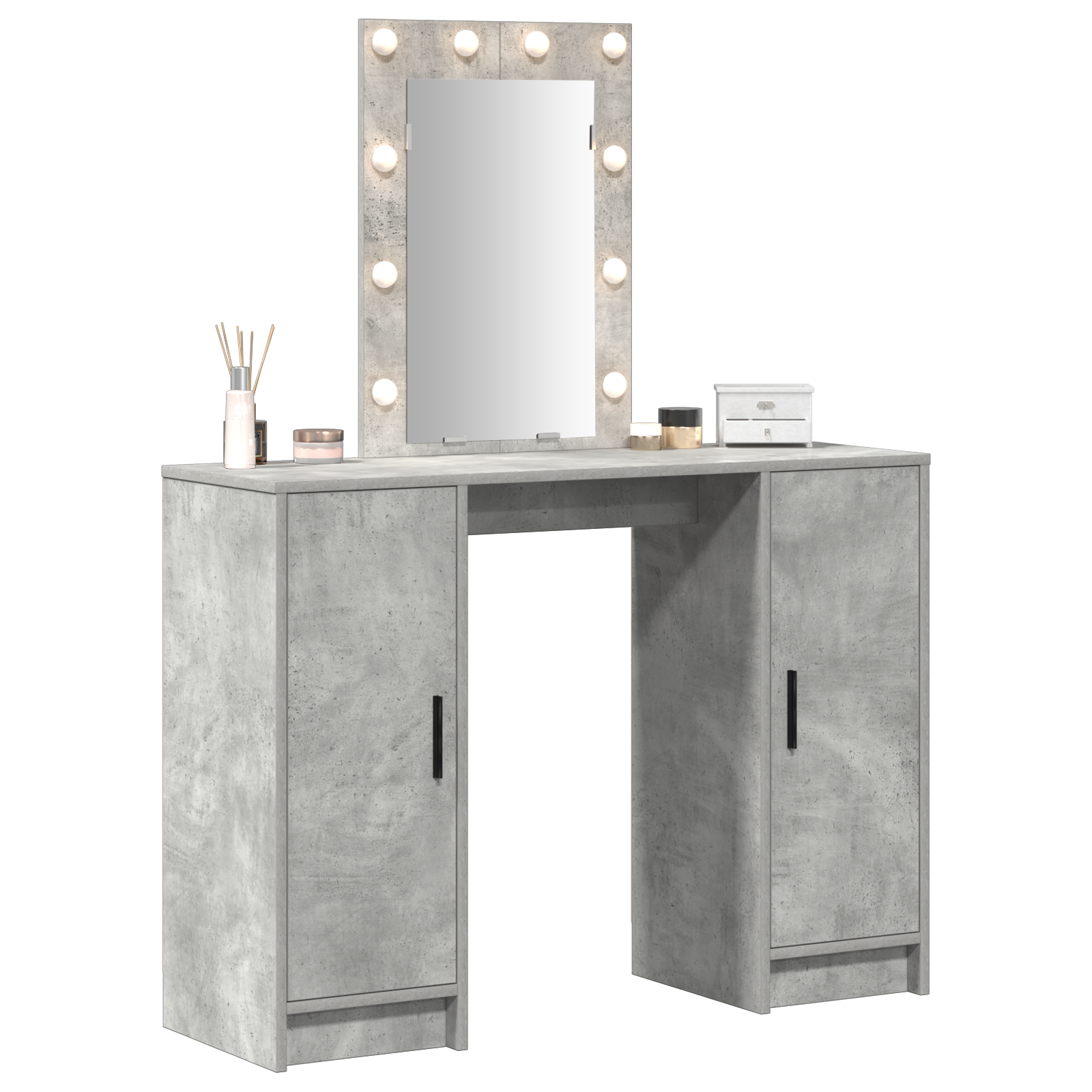 vidaXL Kaptafel met LED-verlichting Betonnen Grijs 102x33x135 cm