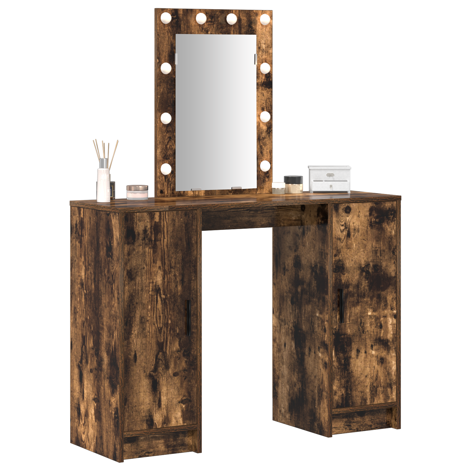vidaXL Kaptafel met LED-lampen Rook Eiken 102x33x135 cm