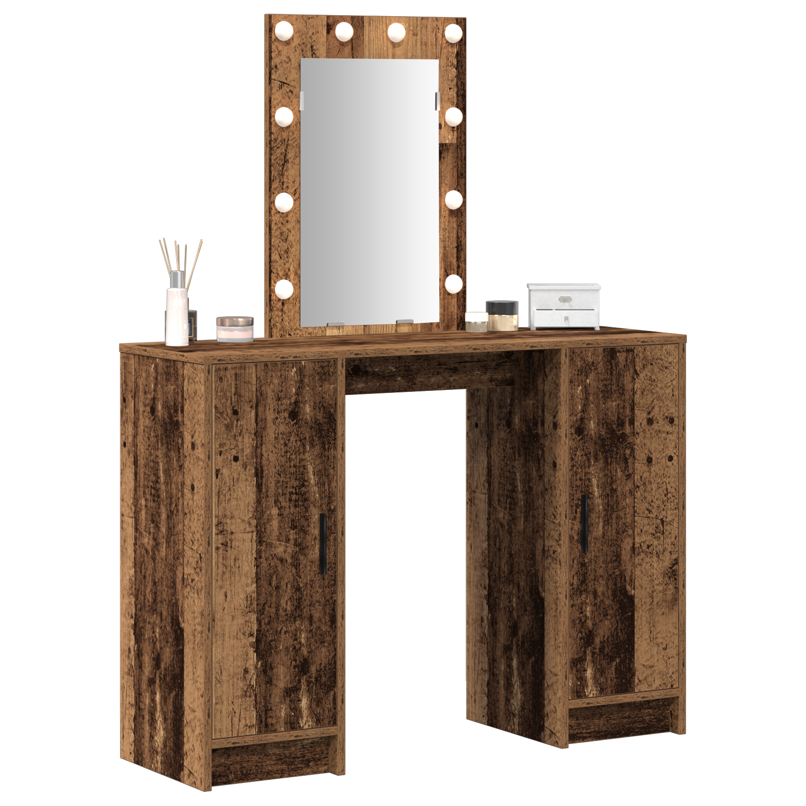 vidaXL Kaptafel met LED Lampen Oud Hout 102x33x135 cm