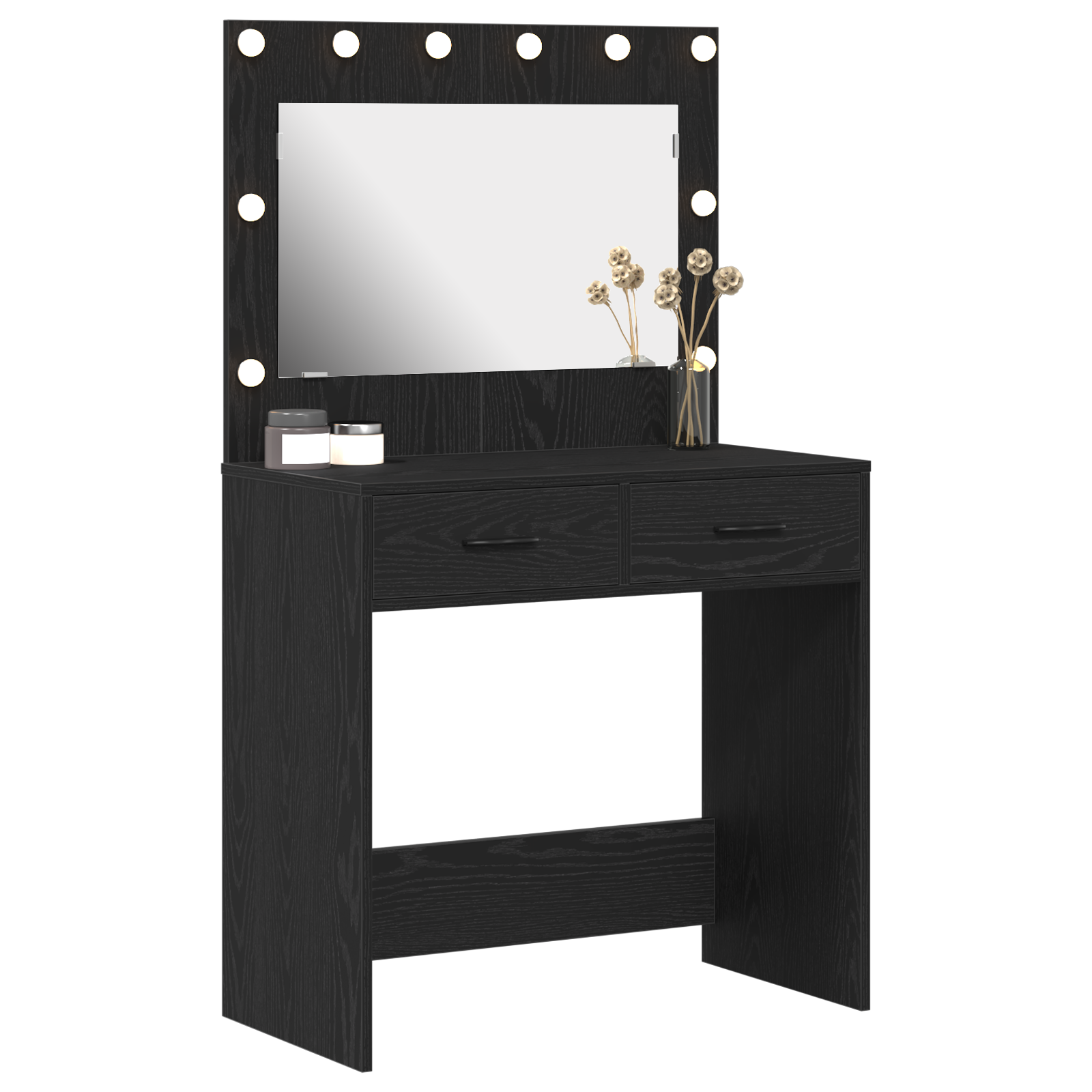 vidaXL Make-uptafel met LED-verlichting - Zwart Eiken, 79 x 40 x 135 cm