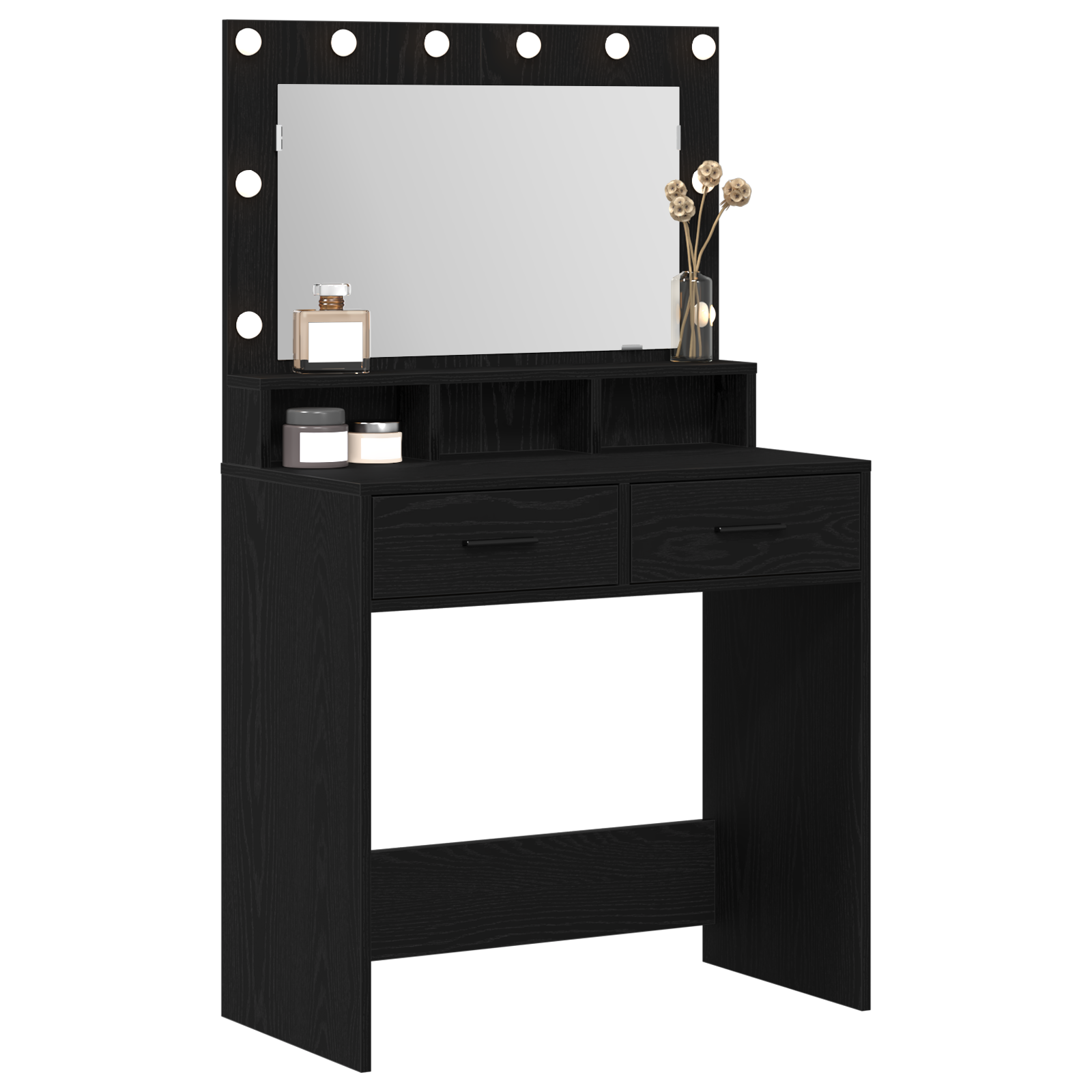 vidaXL Kaptafel met LED-verlichting - Zwart Eiken 79x41x135 cm