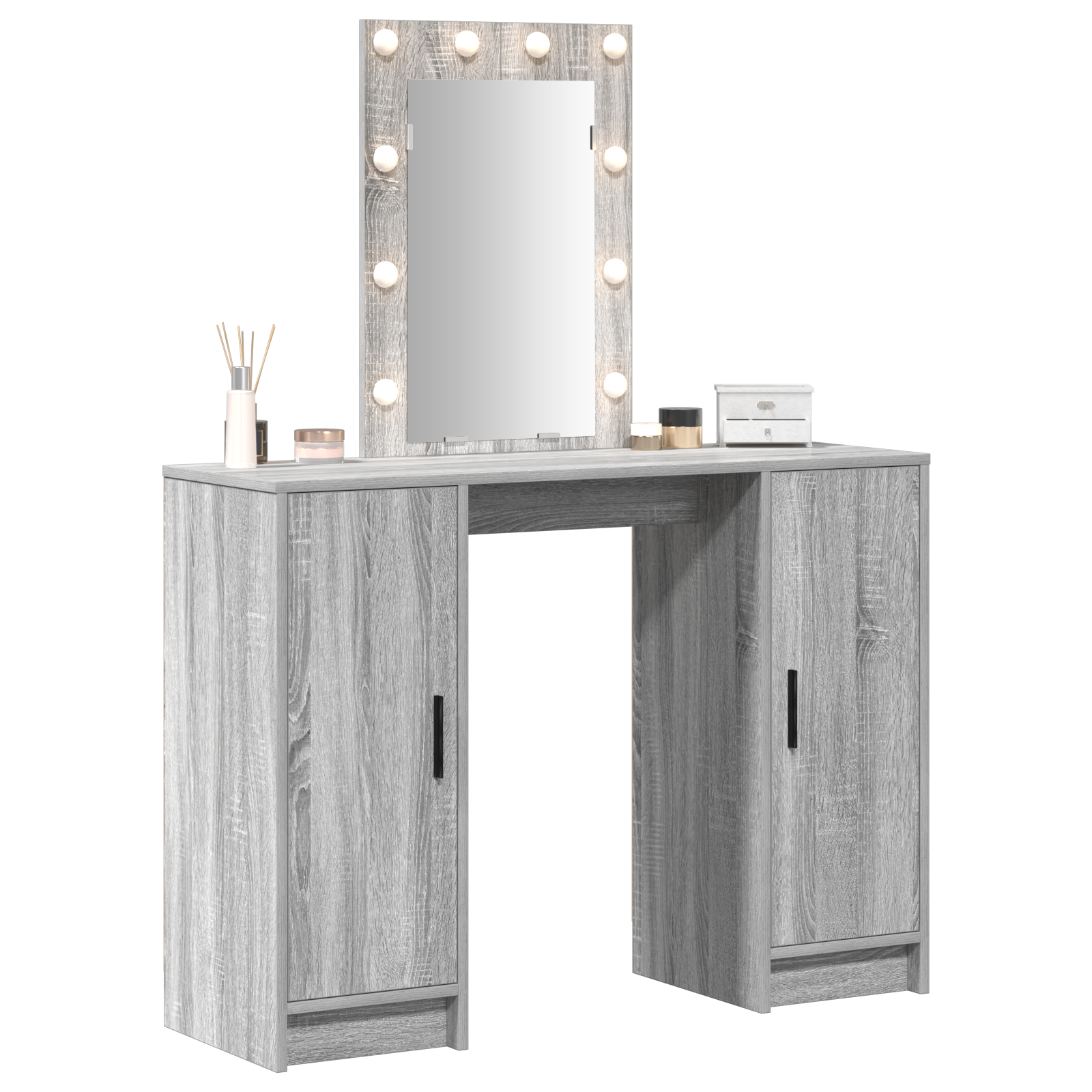 vidaXL Kaptafel met LED-verlichting - Grijs Sonoma 102x33x135 cm