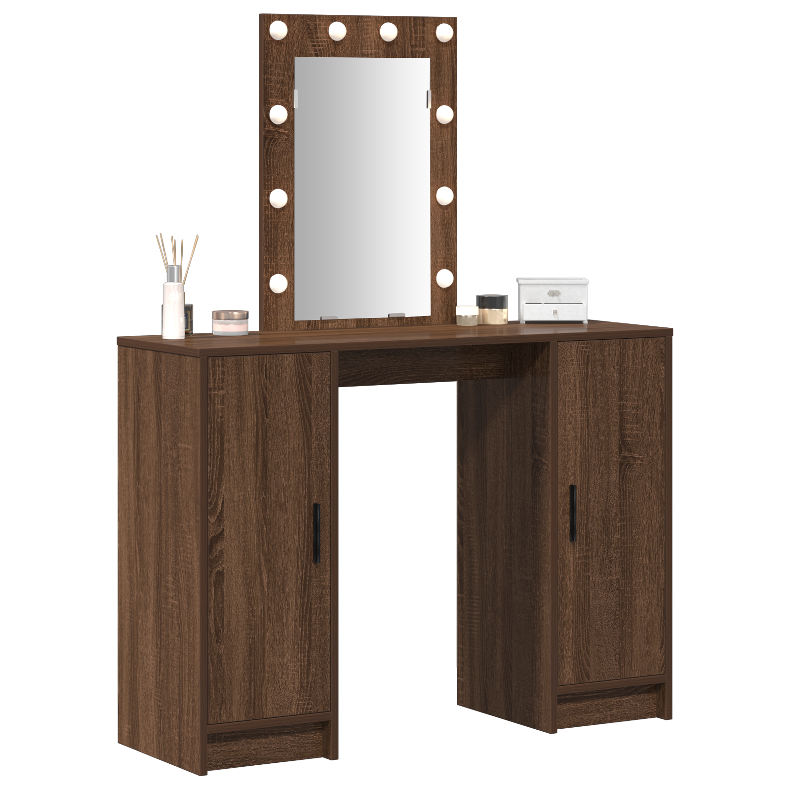 vidaXL Kaptafel met LED-verlichting Bruin Eiken 102x33x135 cm