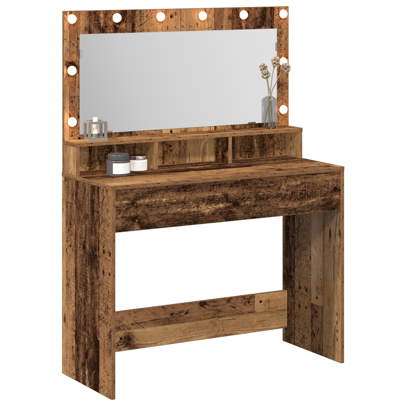 vidaXL Kaptafel met LED-verlichting - Vintage Hout - 100x41x135 cm