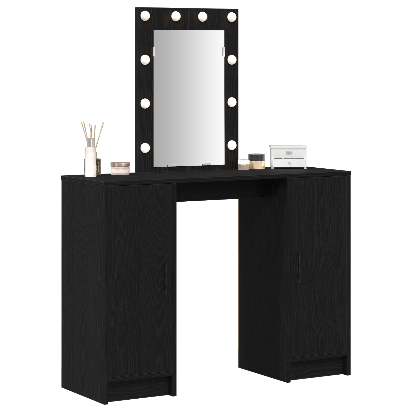 vidaXL Kaptafel met LED-verlichting - Zwart Eiken - 102x33x135 cm