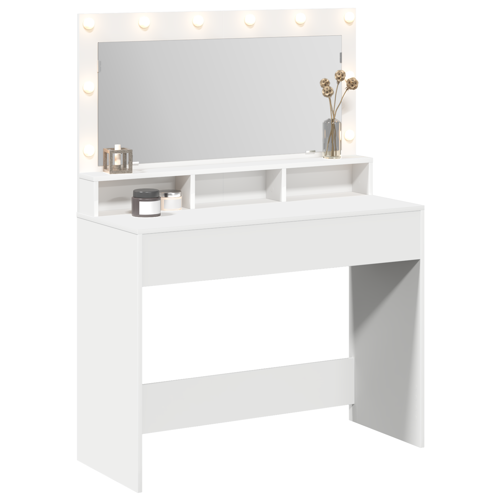 vidaXL Witte Kaptafel met LED Verlichting - 100x41x135 cm