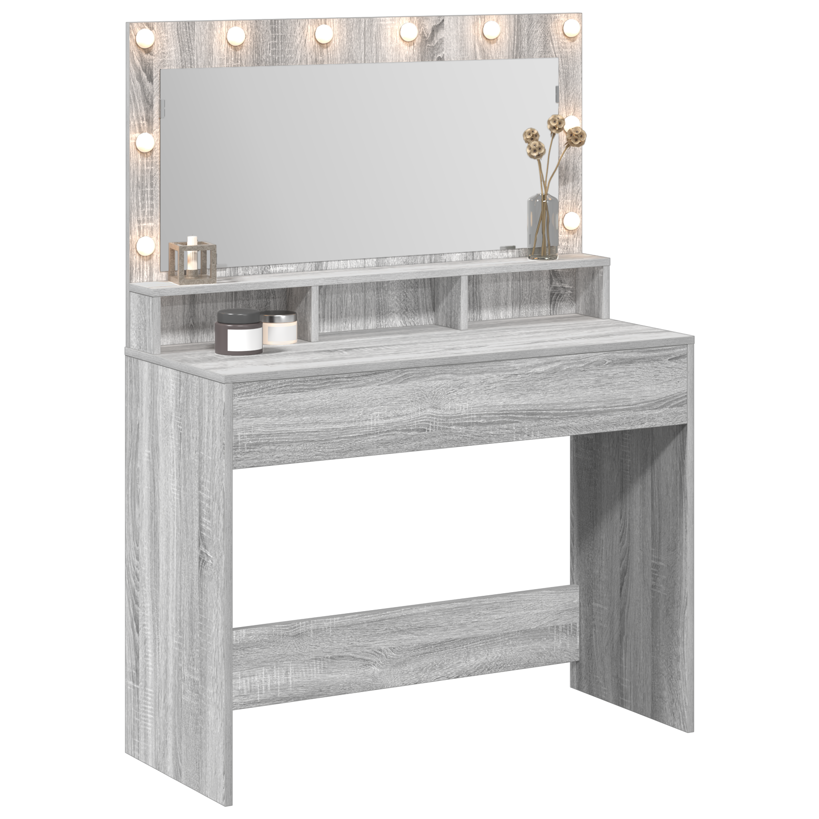 vidaXL Grijze Sonoma Kaptafel met LED Verlichting - 100x41x135 cm