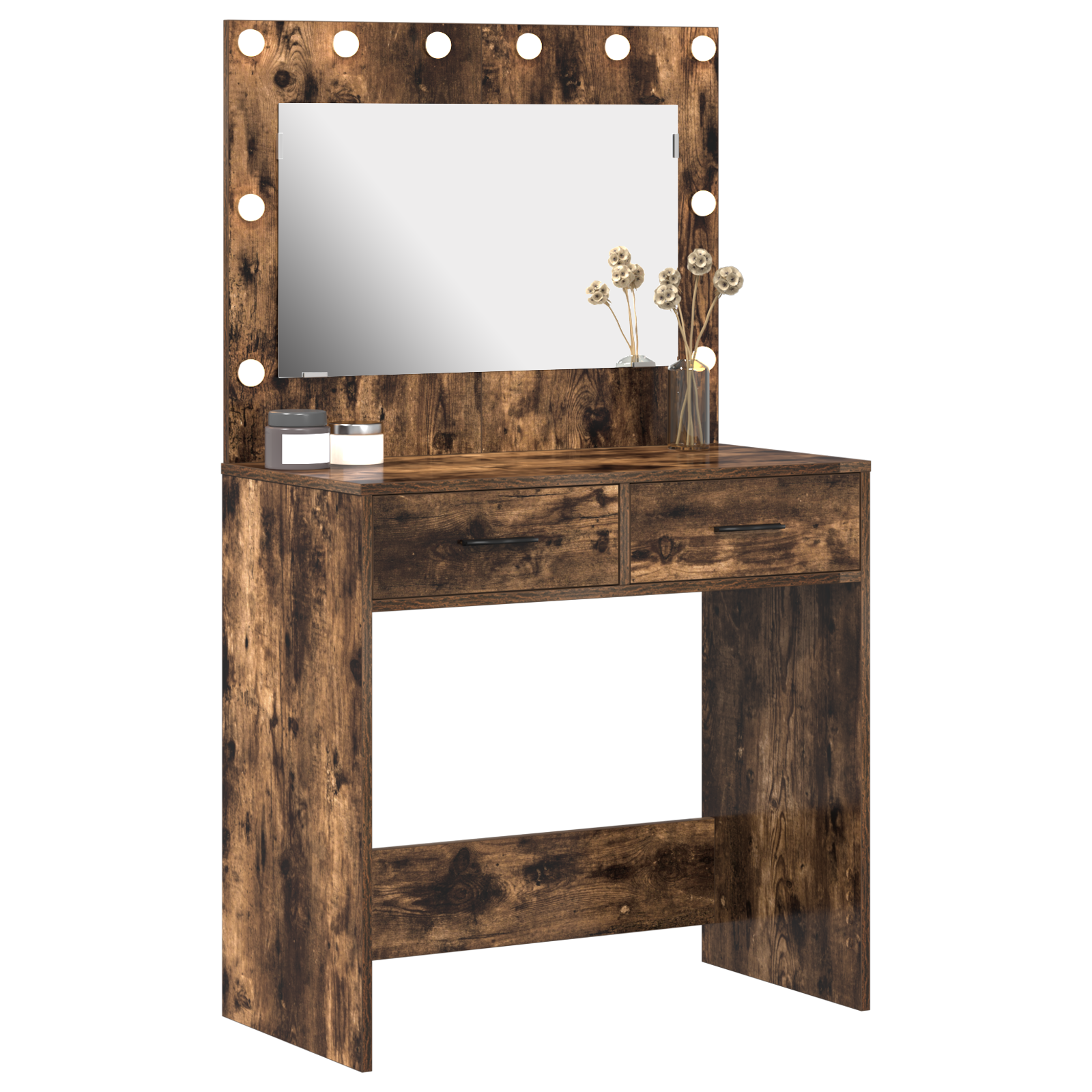 vidaXL Kaptafel met LED-verlichting - Gerookt Eiken 78,5 x 41 x 135 cm