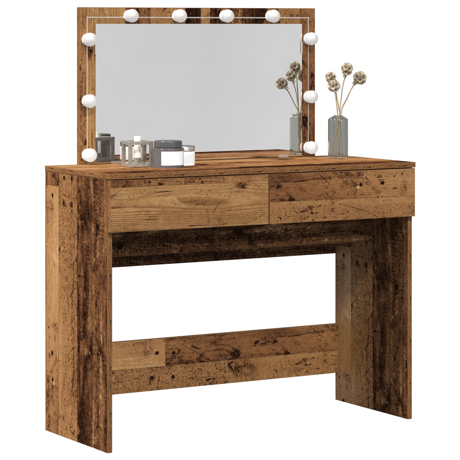 vidaXL Kaptafel met LED Oud Hout 100x40x120 cm