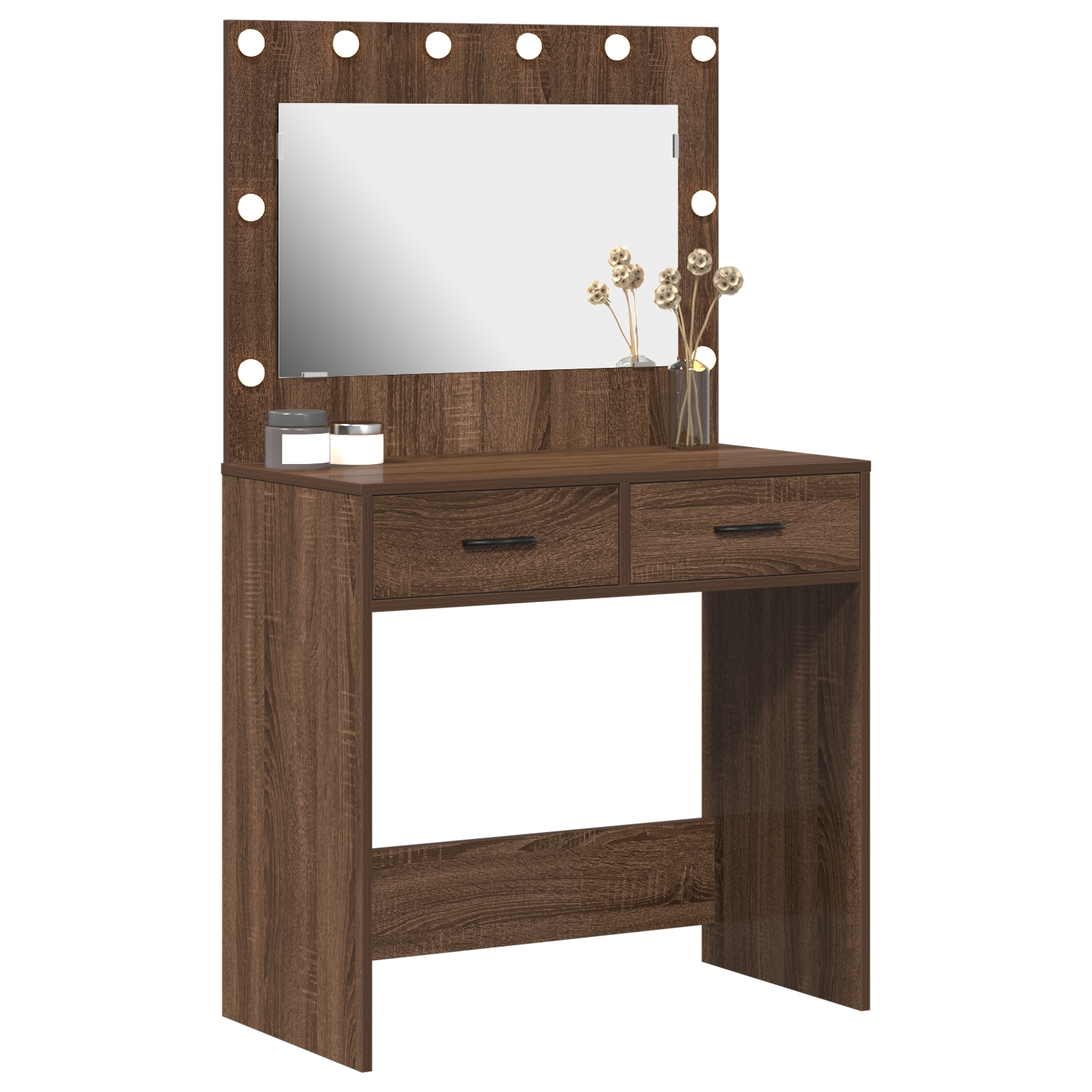 vidaXL Make-uptafel met LED-verlichting - Bruin Eiken 78,5x41x135 cm