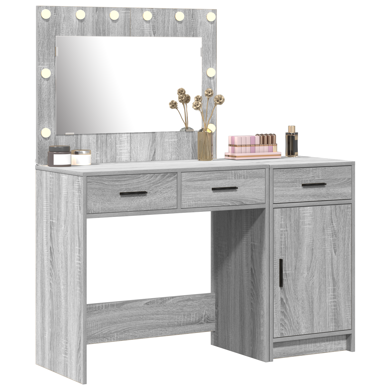 vidaXL 2-delige kaptafelset met LED - Grijs Sonoma Hout