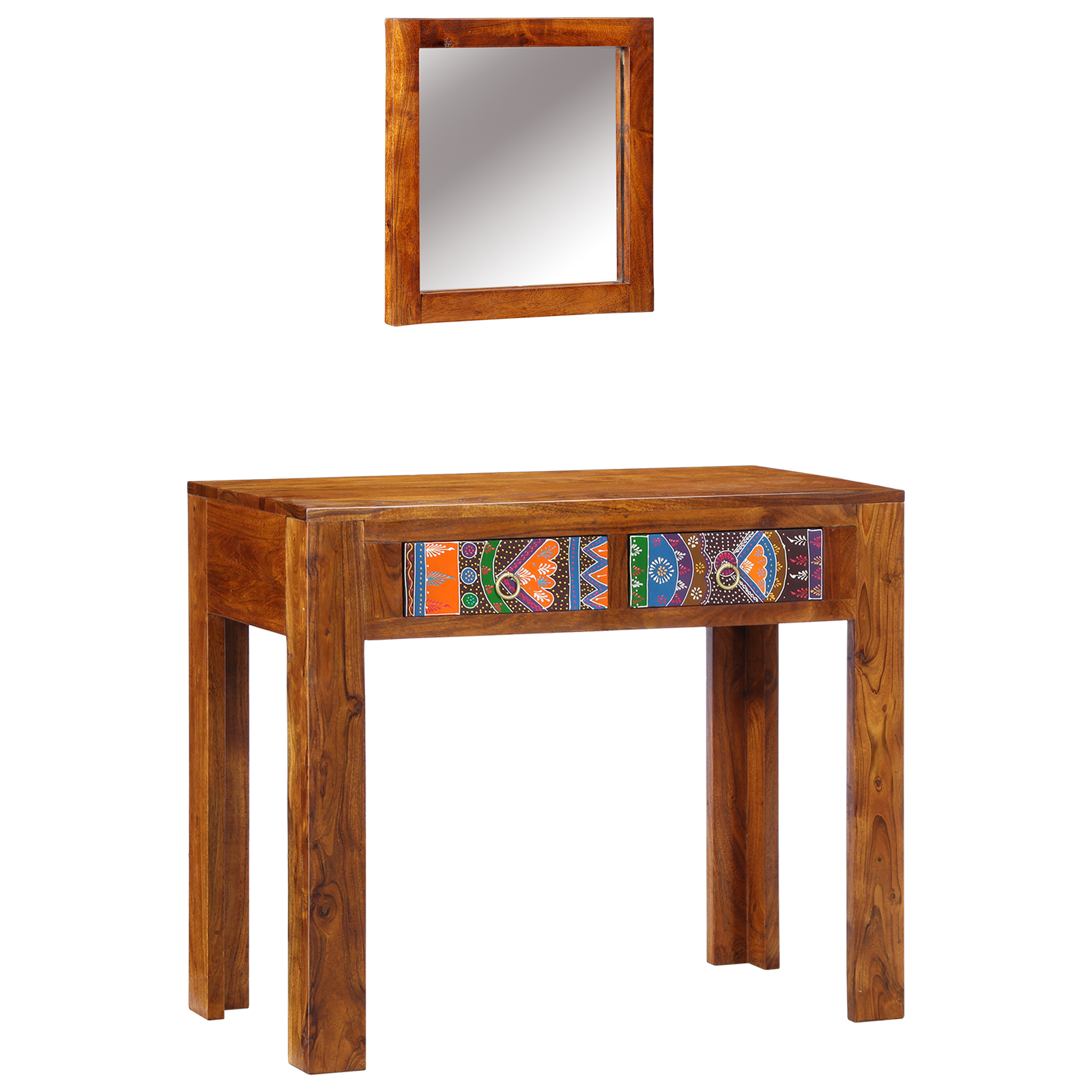 vidaXL Kaptafel met spiegel ruw mangohout meerkleurig honingbruin